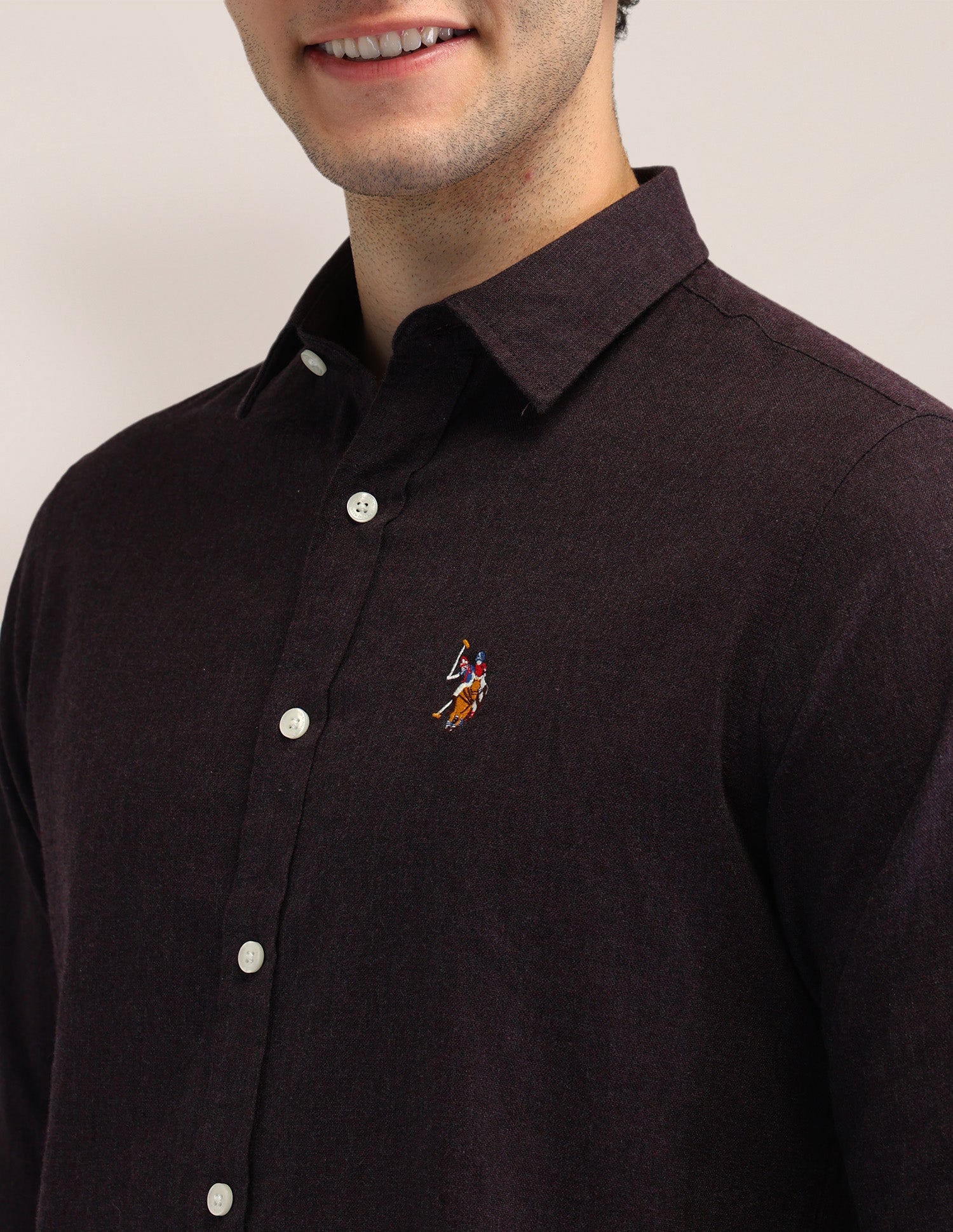 Solid Cotton Shirt Purple - U.S. POLO ASSN. | Large