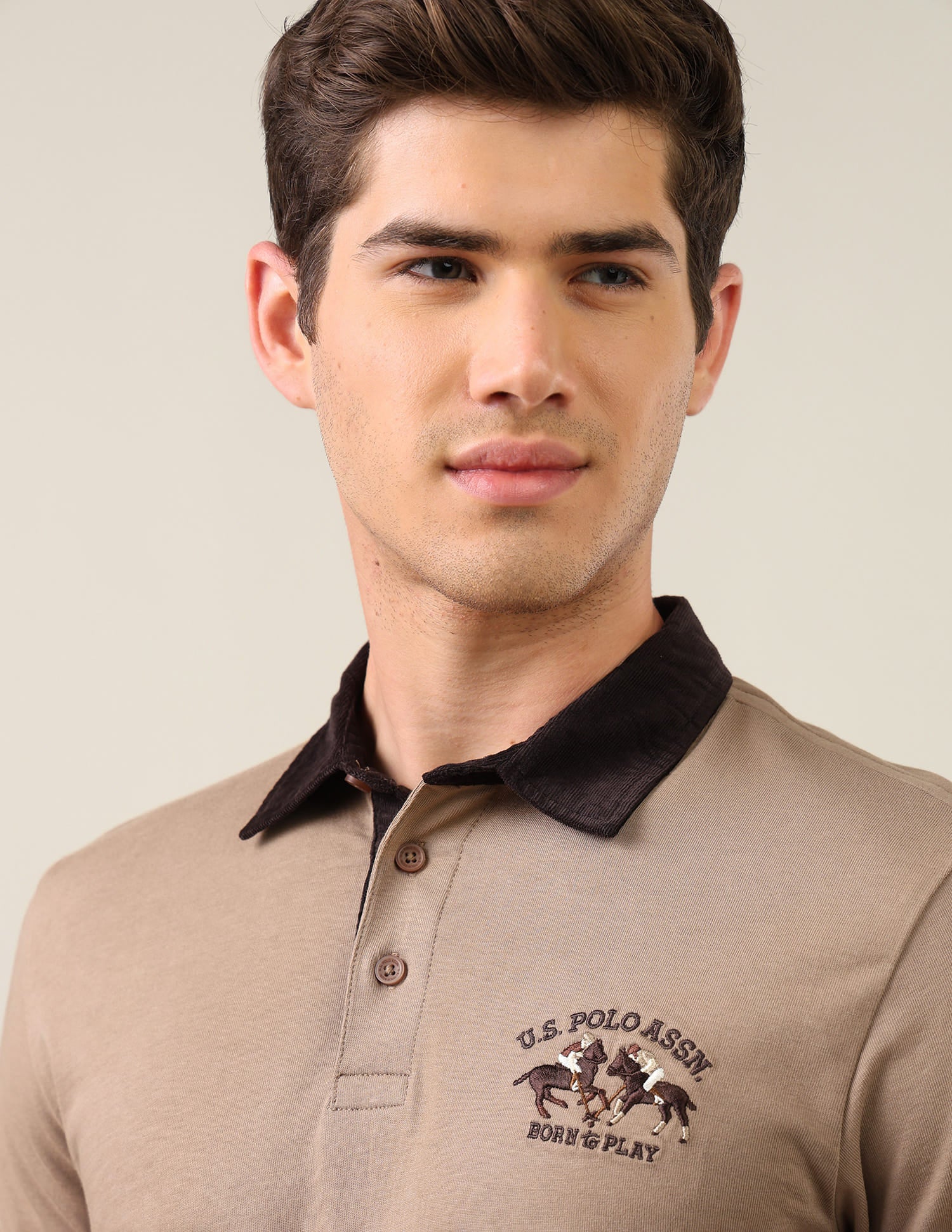 Solid Slim Fit Polo Shirt Brown - U.S. Polo Assn. India | Large