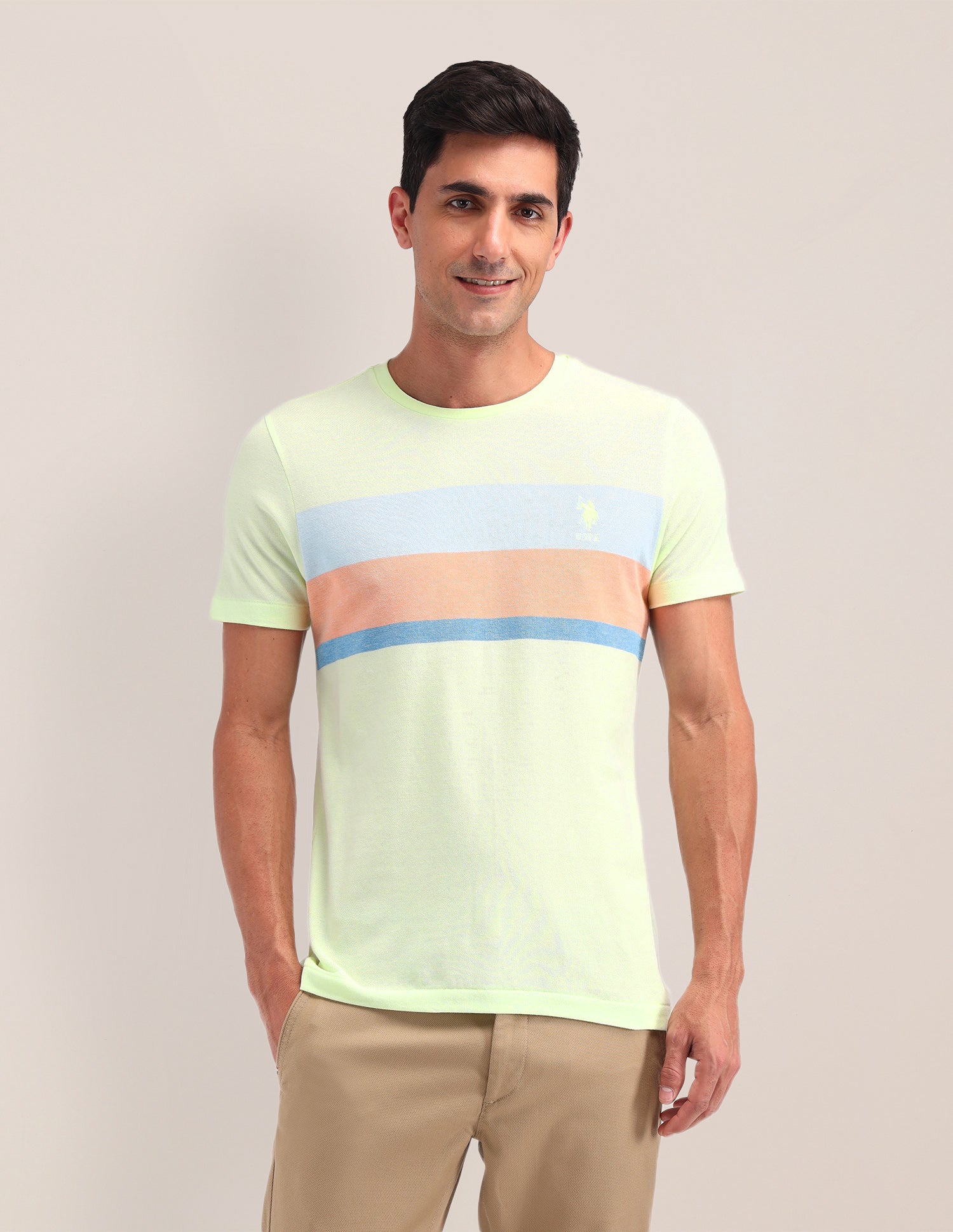 Horizontal Striped Slim Fit T-Shirt Green - U.S. POLO ASSN. | Large