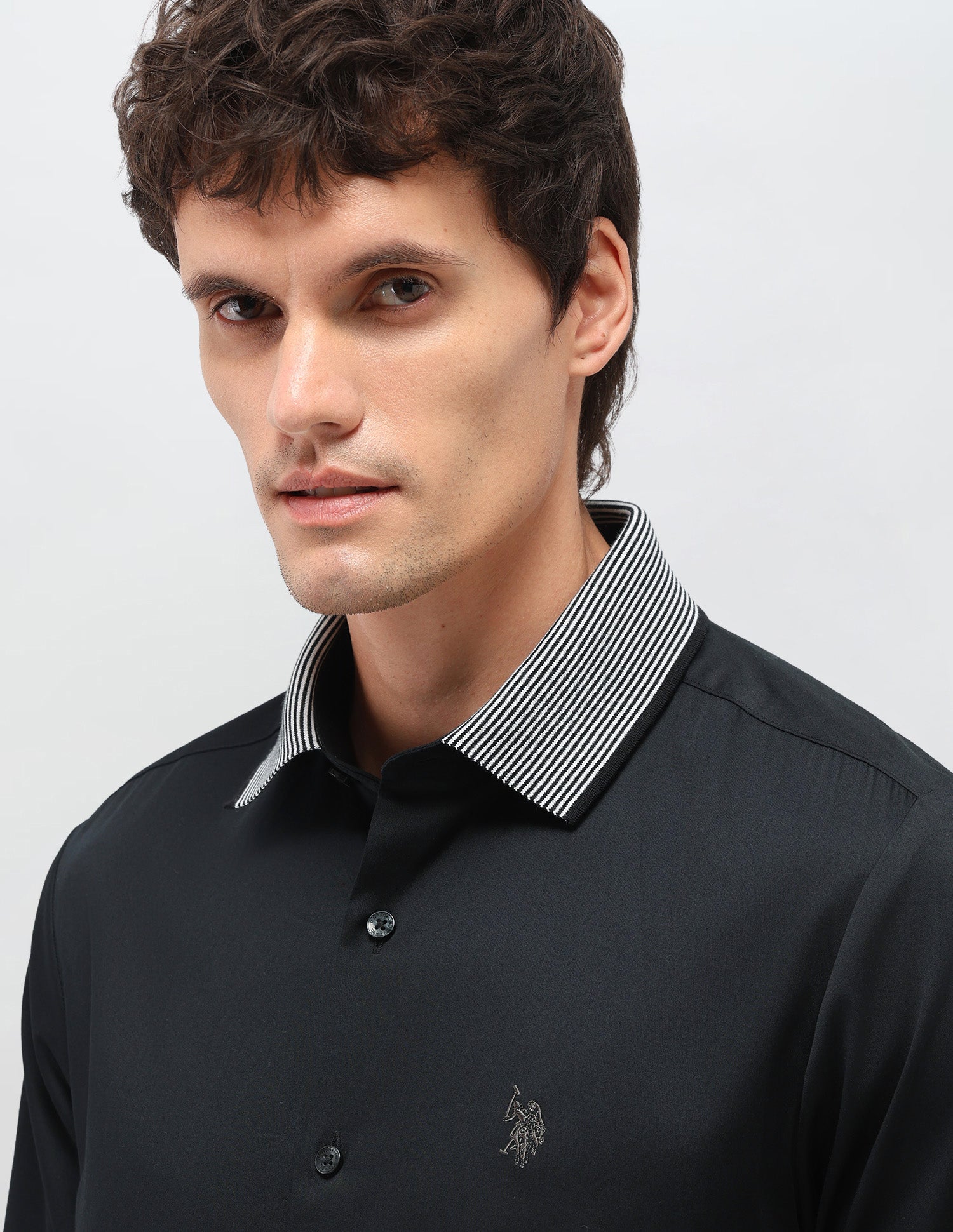 Satin Solid Shirt Black - U.S. Polo Assn. India | Large
