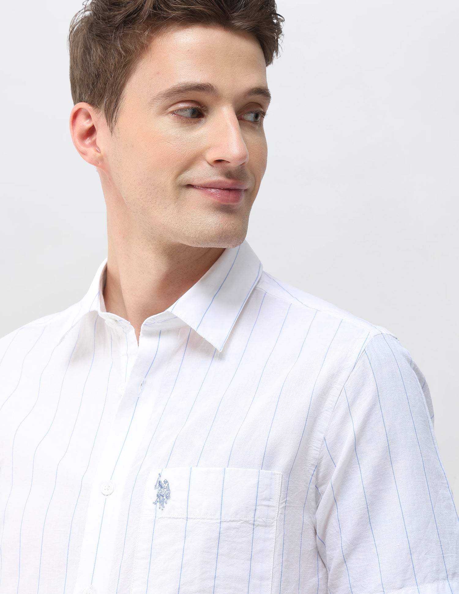 Vertical Striped Regular Fit Shirt Blue - U.S. Polo Assn. India | Large