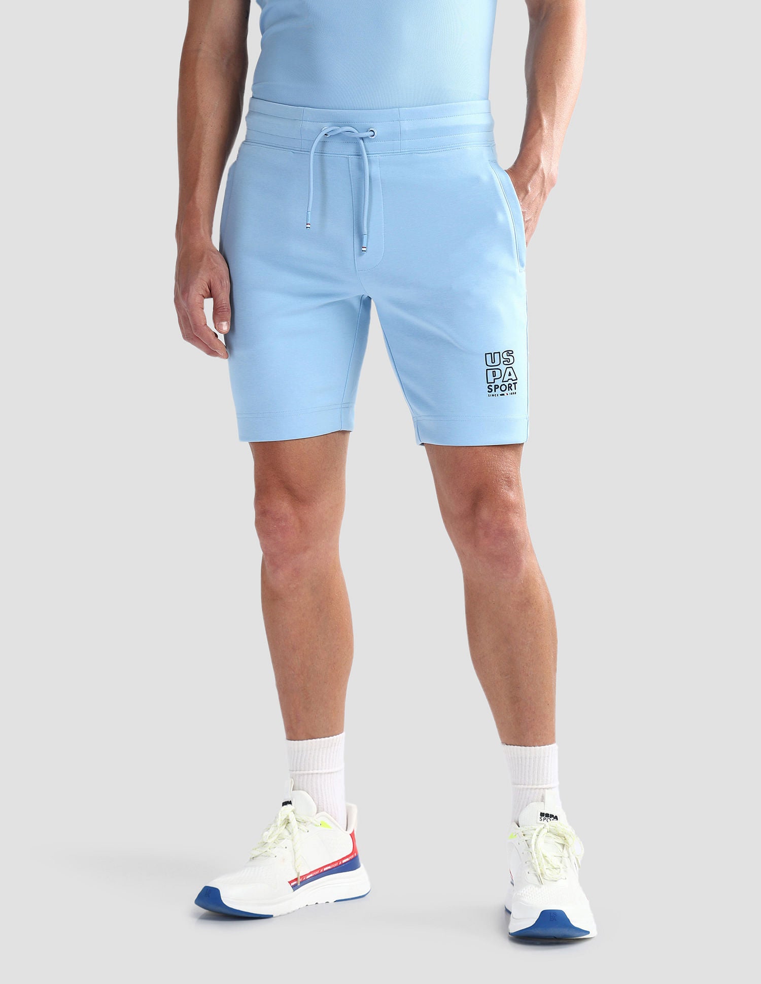 Solid Slim Fit Active Shorts Blue - U.S. Polo Assn. India | Large