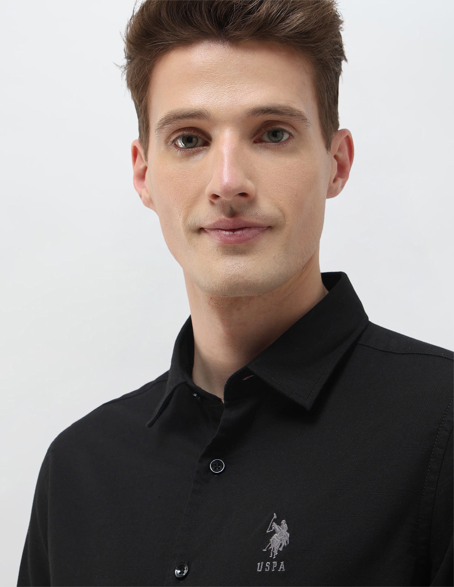 Solid Summer House Regular Fit Shirt Black - U.S. Polo Assn. India | Large