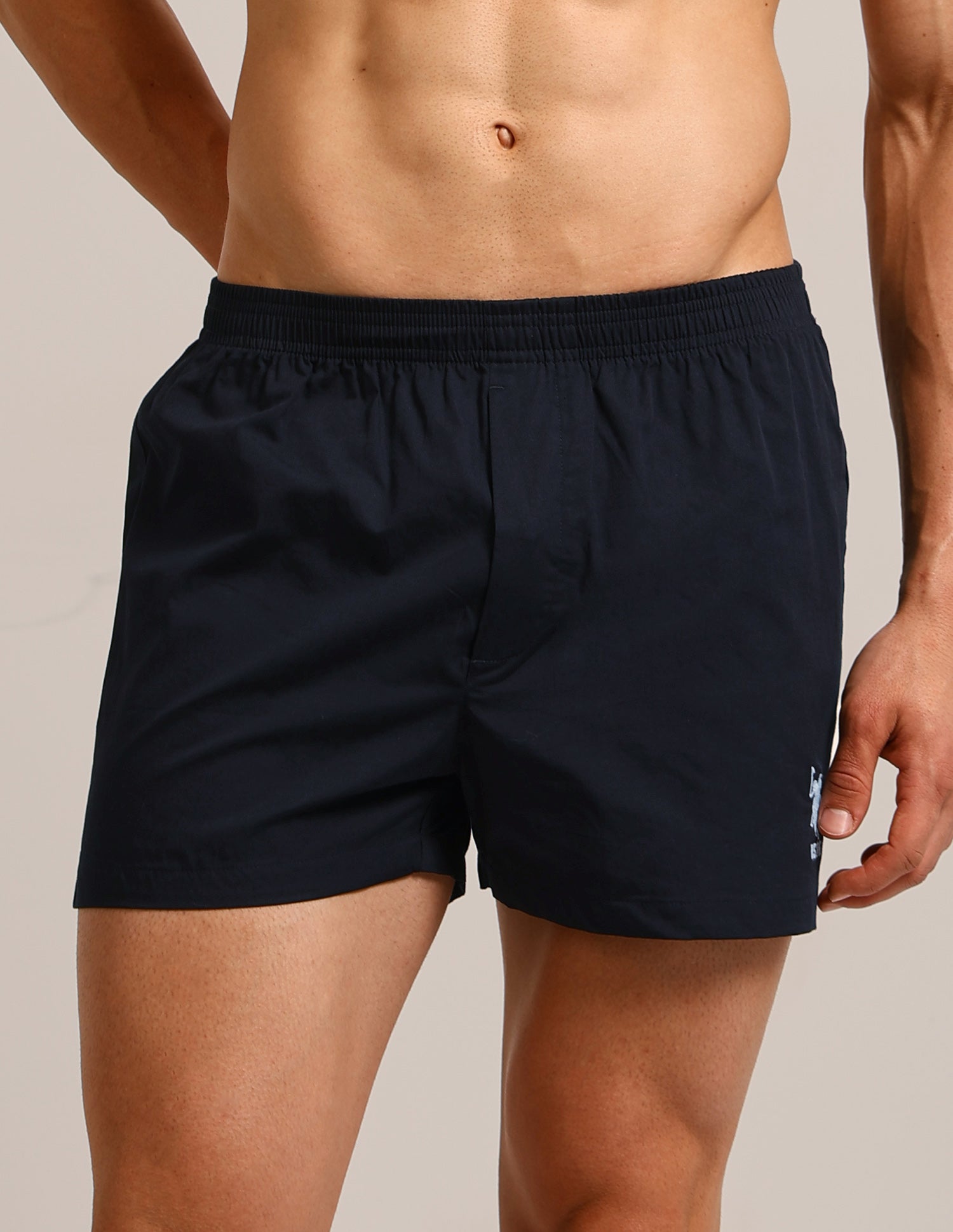 Mid Rise Solid Lounge Shorts - Pack Of 2 Sky Blue & Navy - U.S. Polo Assn. India | Large