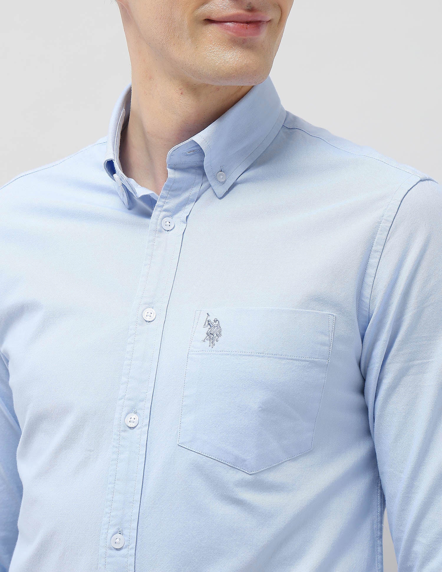 Tailored Fit Oxford Shirt Light Blue - U.S. Polo Assn. India | Large
