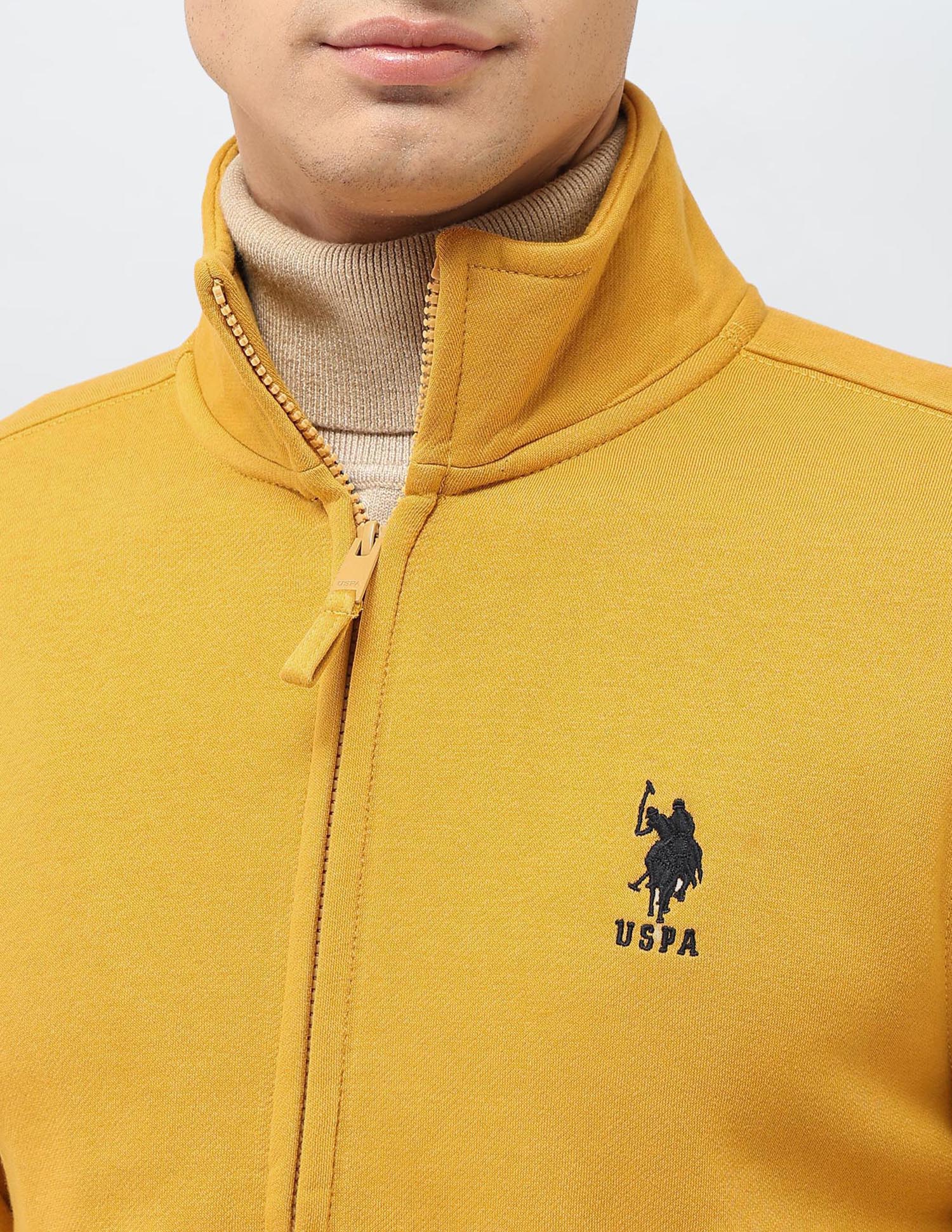Solid Regular Fit Sweatshirt Mustard - U.S. POLO ASSN. | Large
