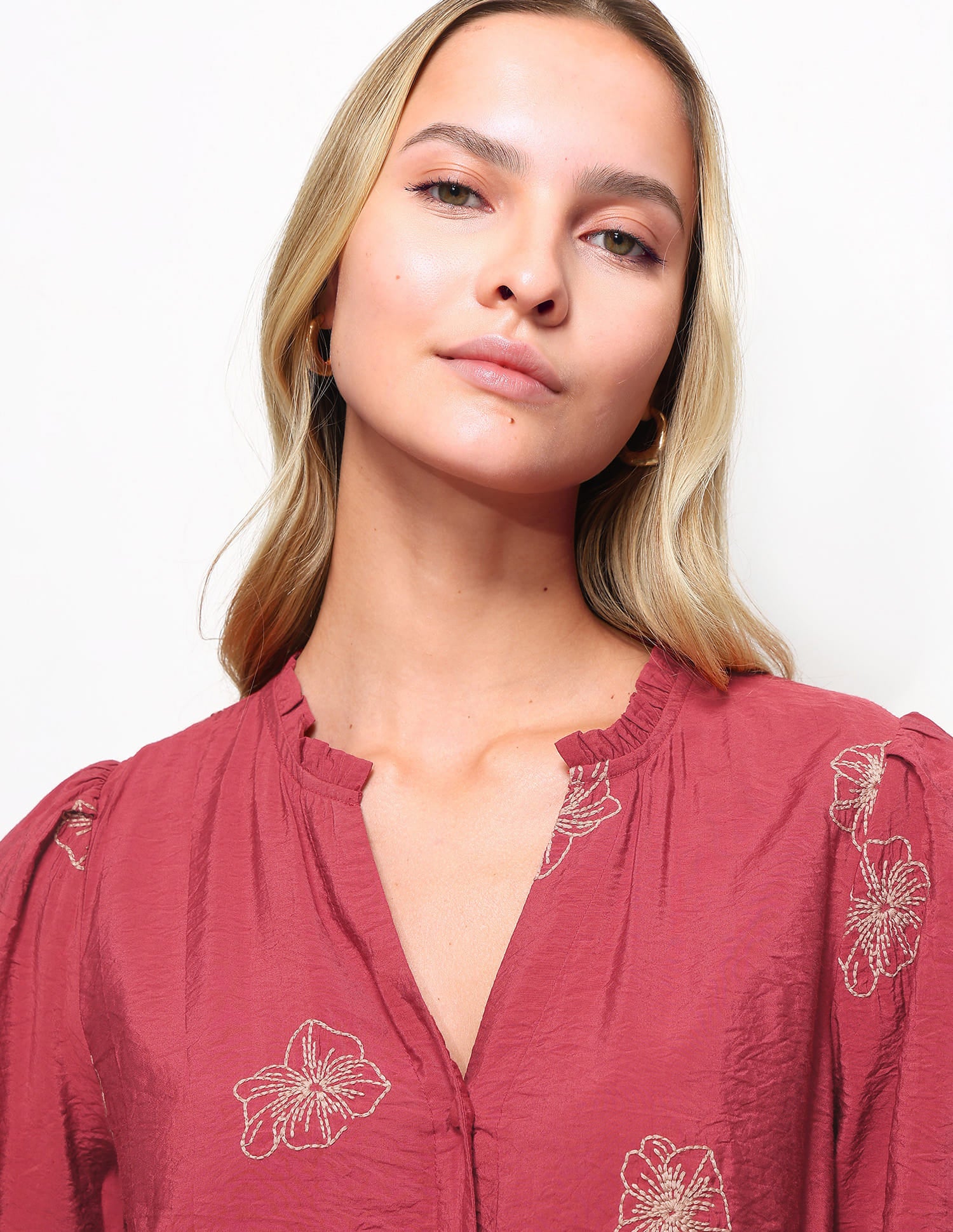 Floral Embroidered Top Red - U.S. Polo Assn. India | Large