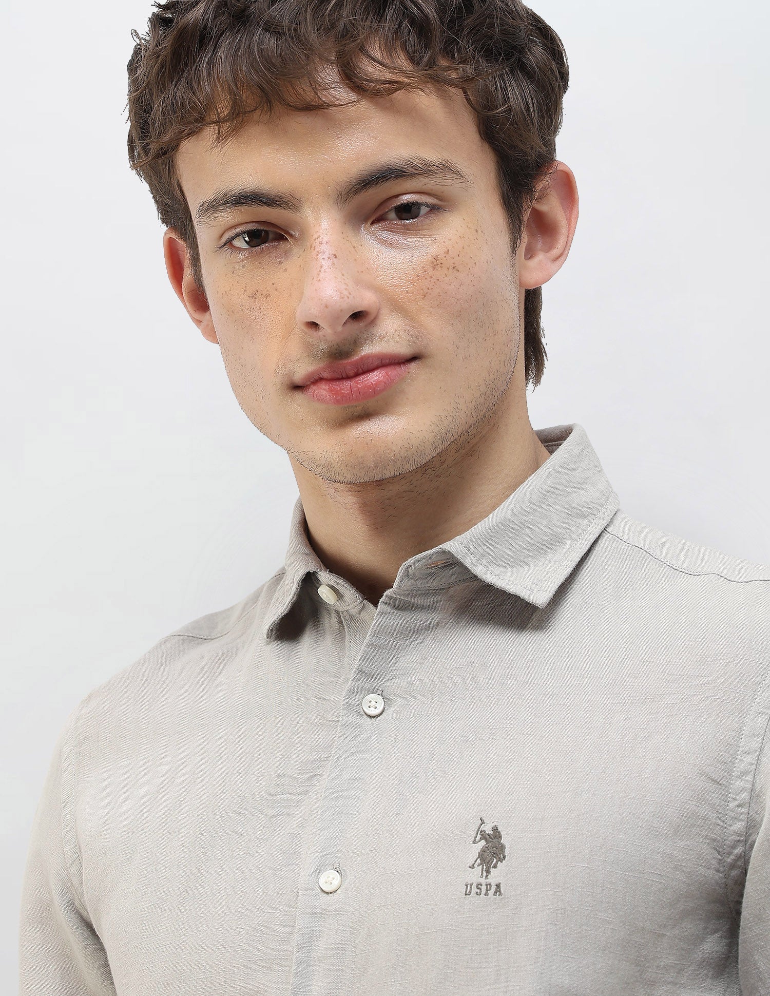 Solid Regular Fit Shirt Grey - U.S. Polo Assn. India | Large