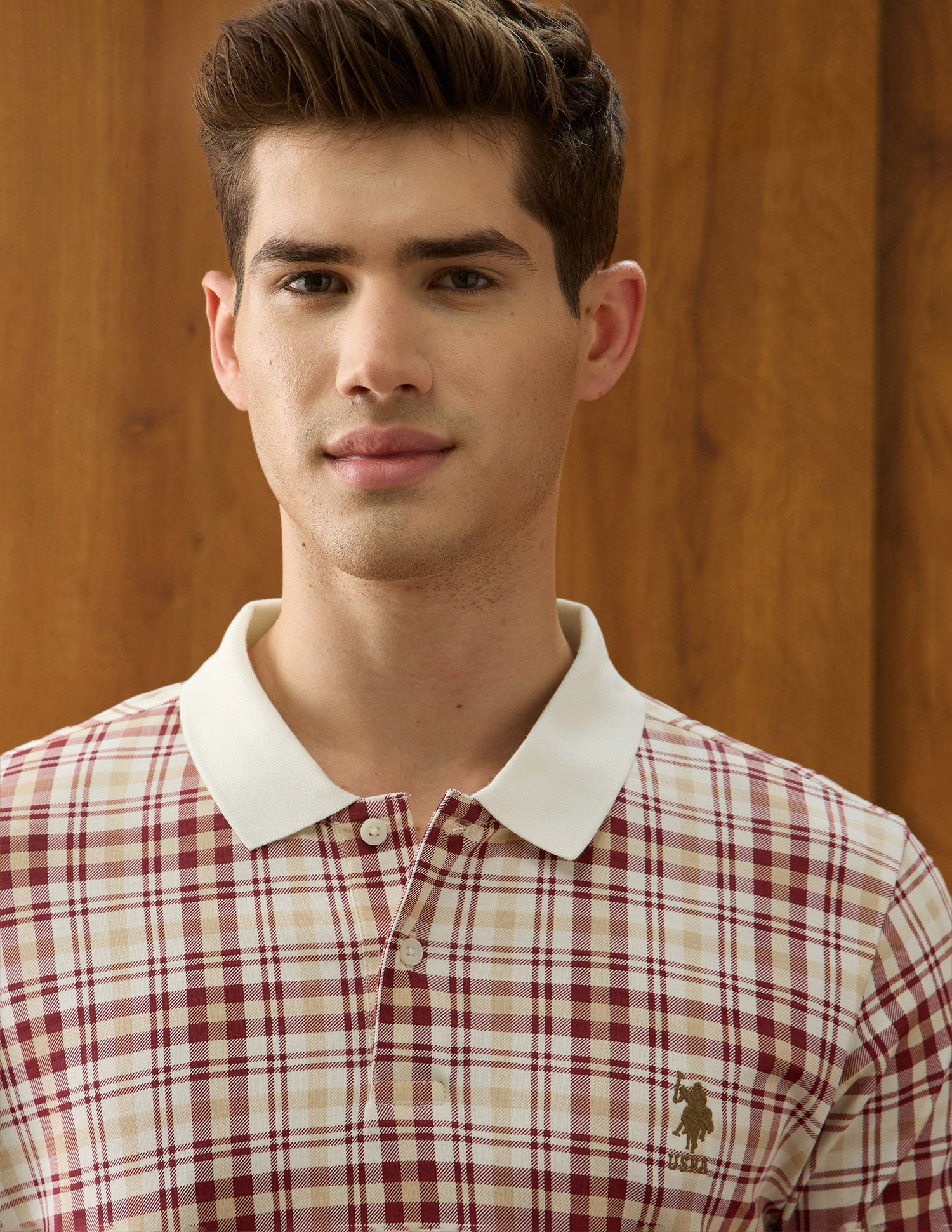 Checked Slim Fit Polo Shirt Dark Pink - U.S. Polo Assn. India | Large