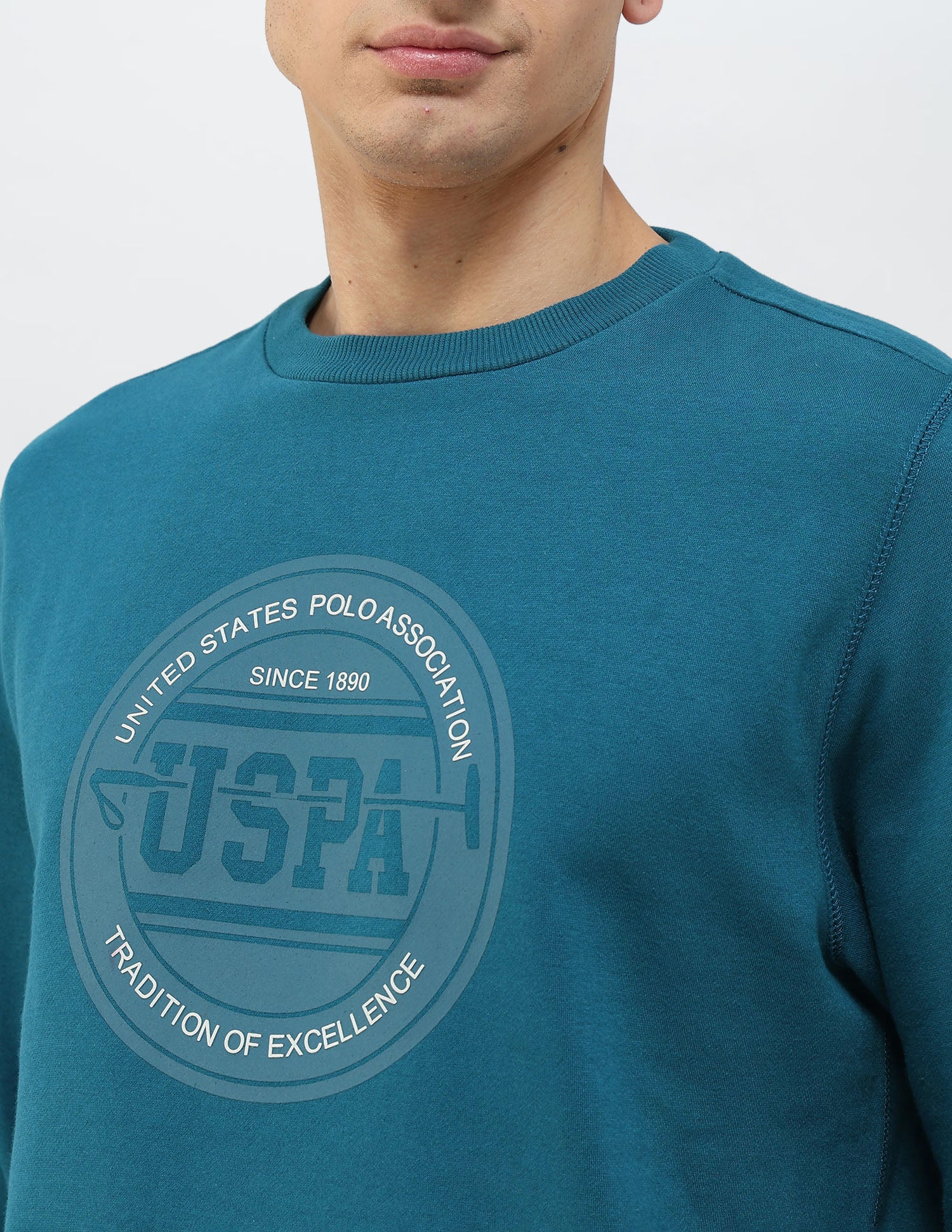 Brand Printed Regular Fit Sweatshirt Blue - U.S. POLO ASSN. | Large
