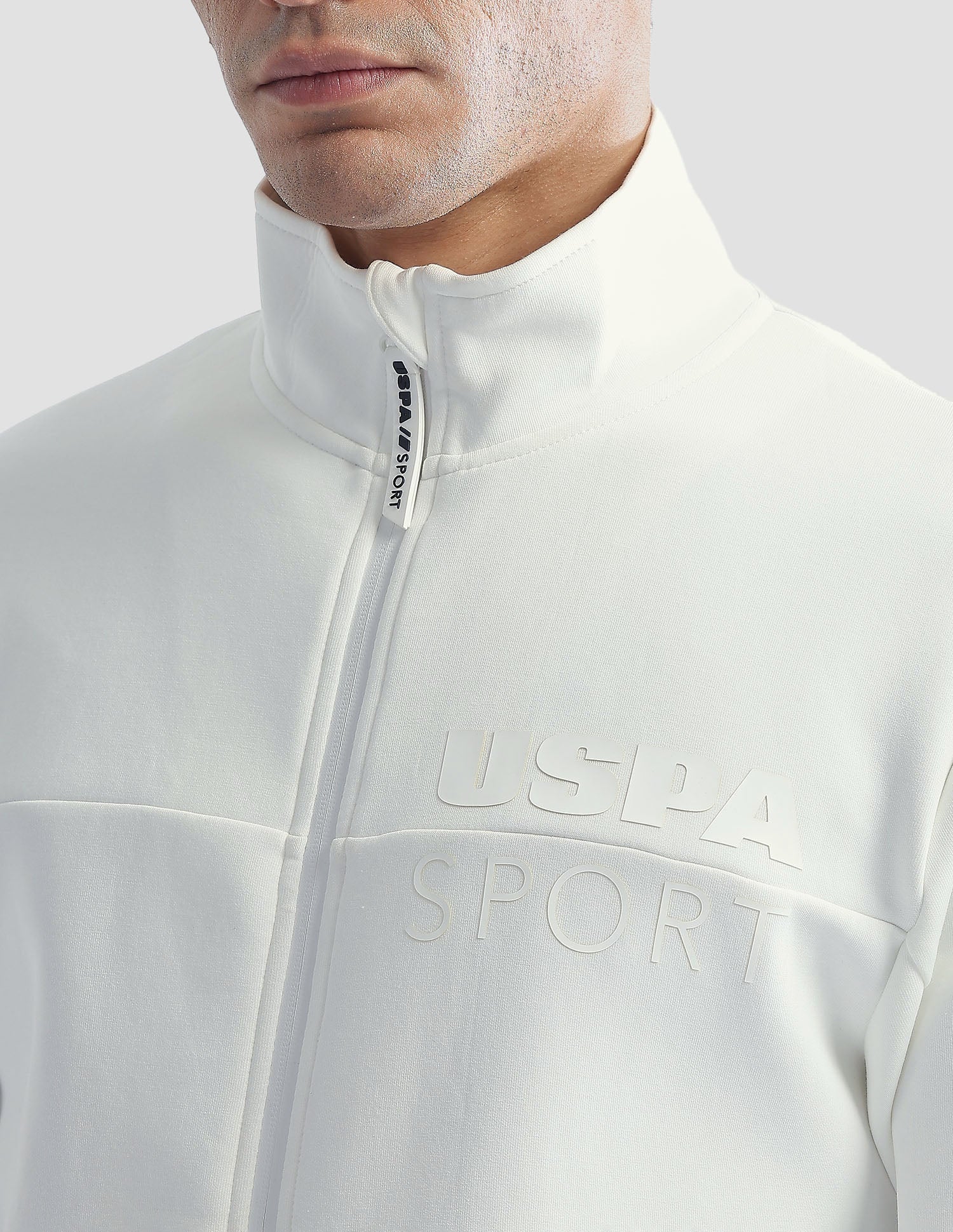 Regular Fit Zipper Active Sweatshirt Off White - U.S. Polo Assn. India | Large