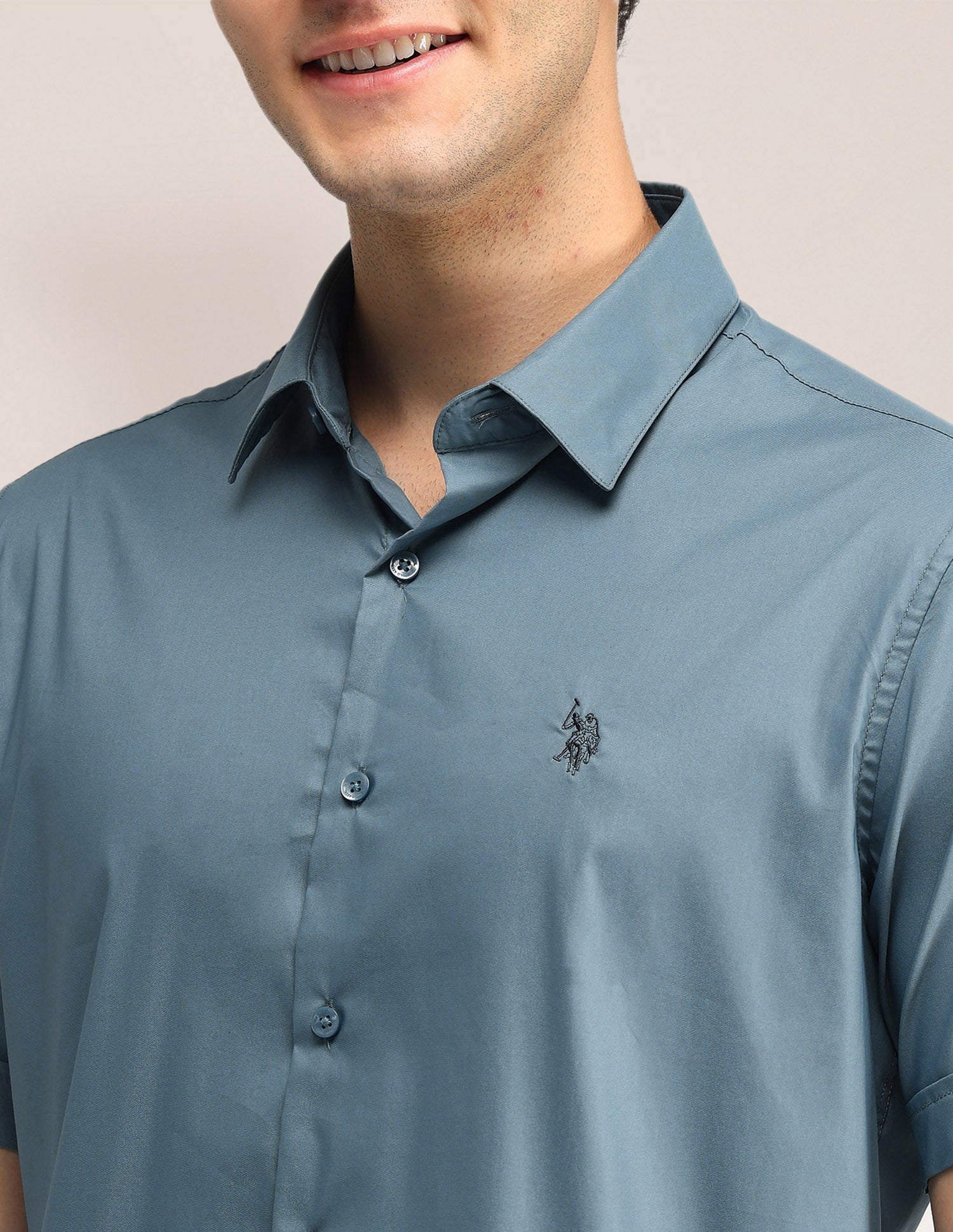 Solid Tailored Fit Shirt Light Blue - U.S. Polo Assn. India | Large