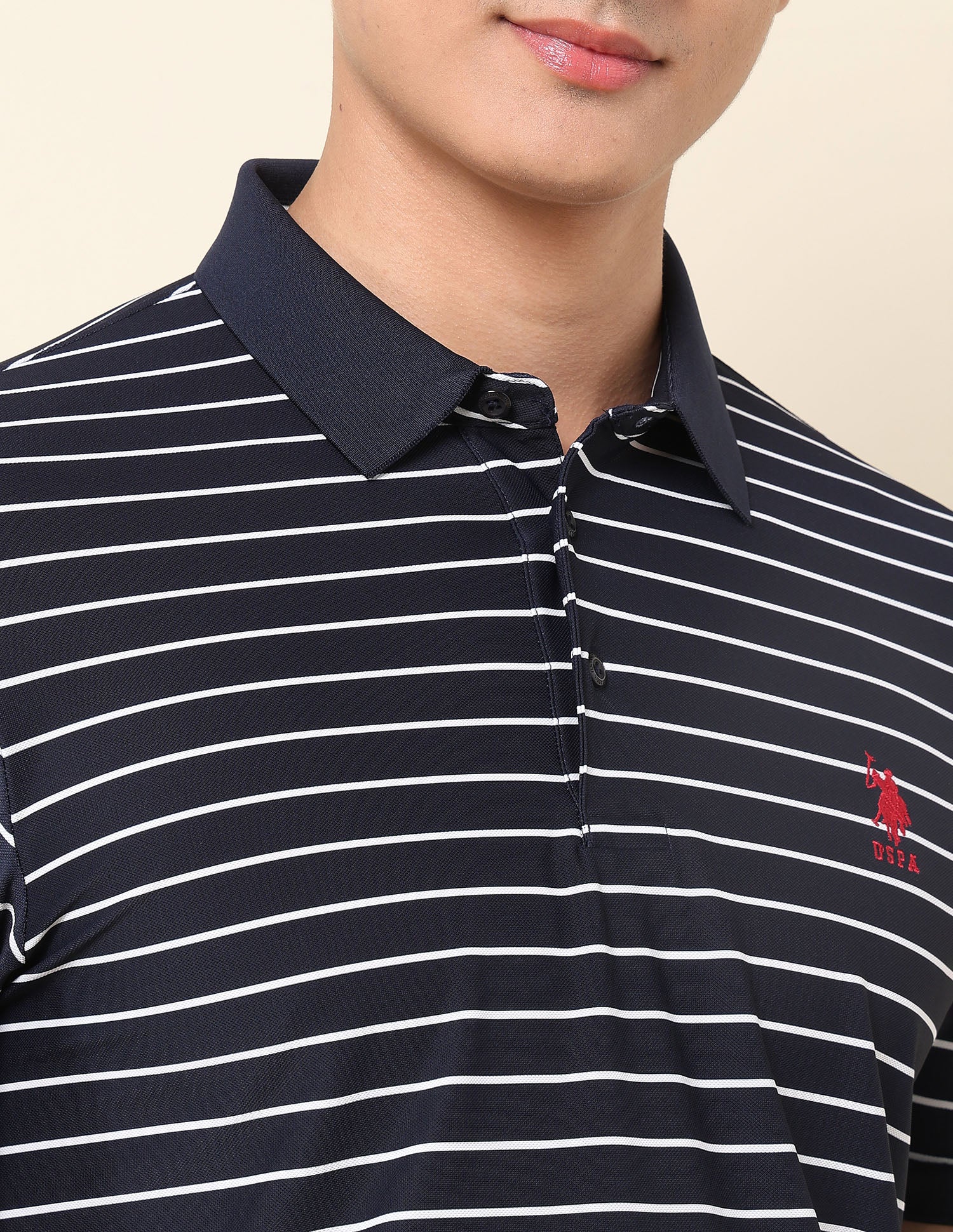 Horizontal Striped Slim Fit Polo Shirt Navy - U.S. POLO ASSN. | Large