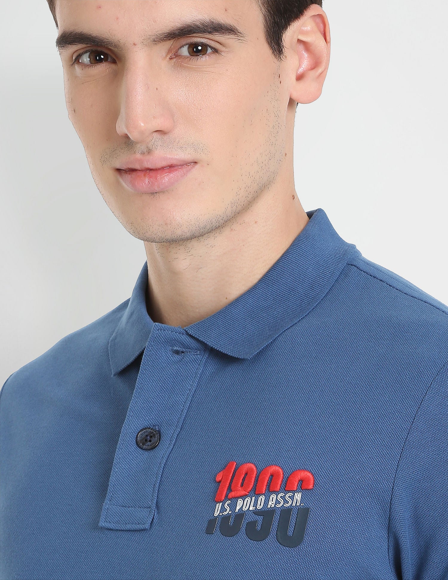 Solid Cotton Polo Shirt Blue - U.S. POLO ASSN. | Large