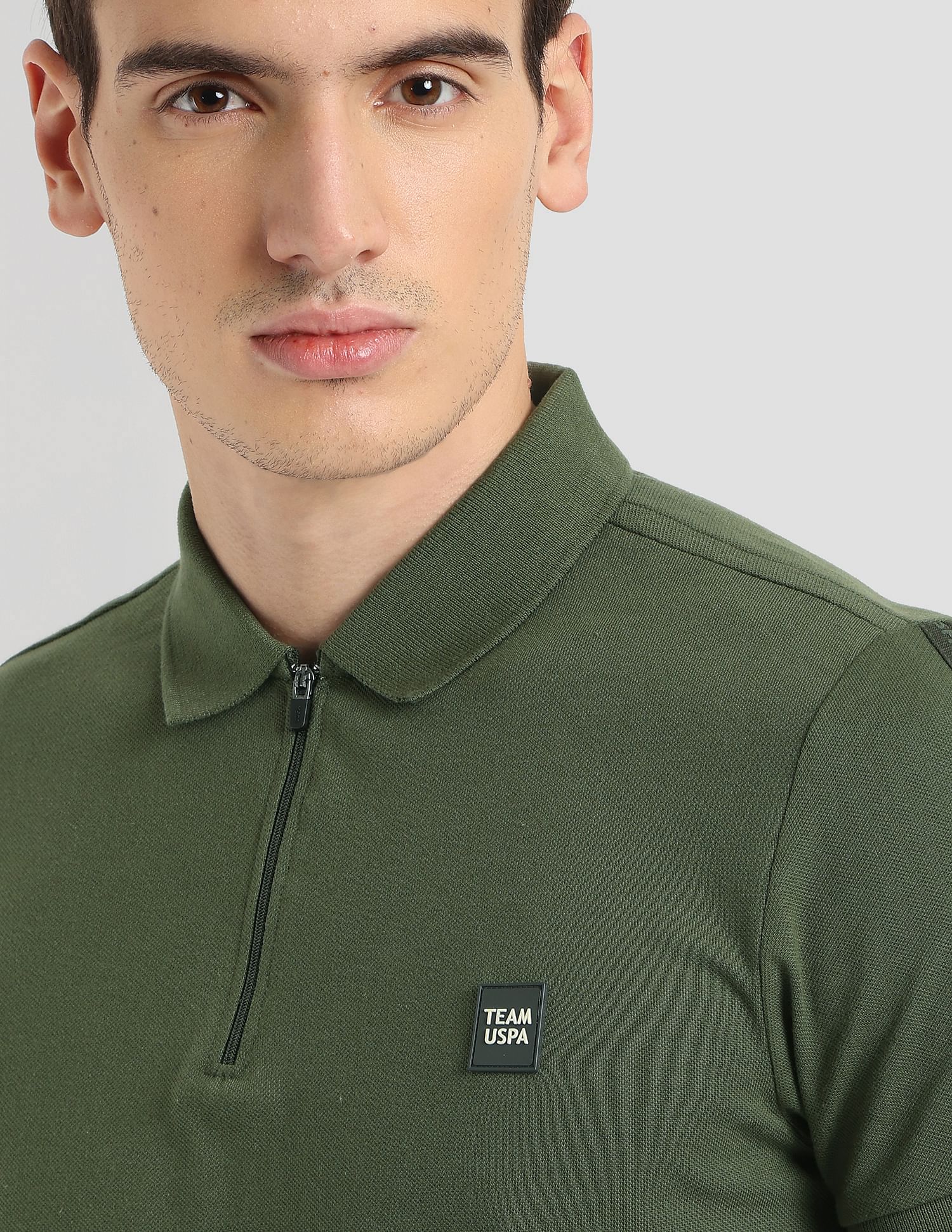 Silicone Brand Tape Athleisure Polo Shirt Olive - U.S. POLO ASSN. | Large