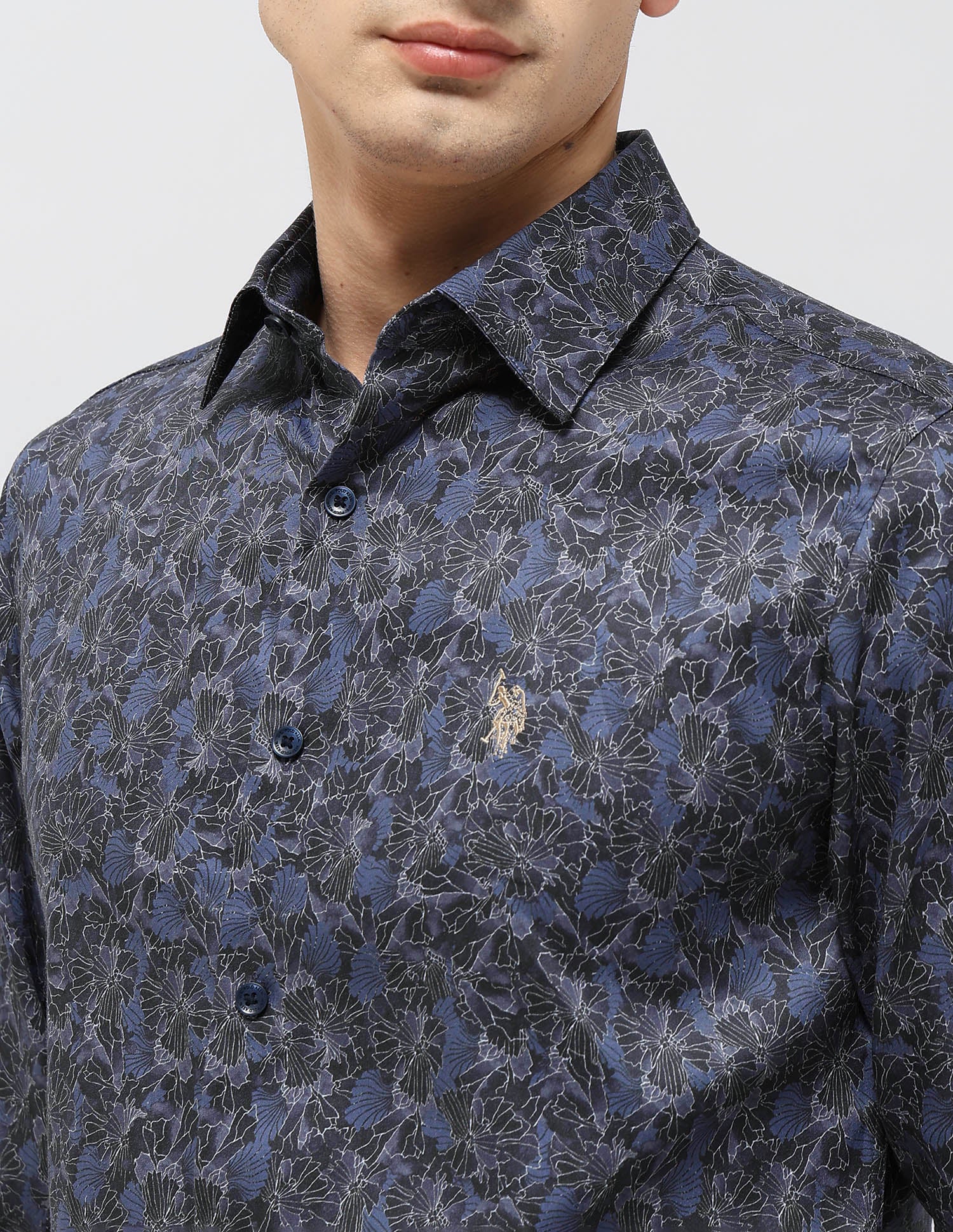 Satin Floral Printed Shirt Navy - U.S. POLO ASSN. | Large