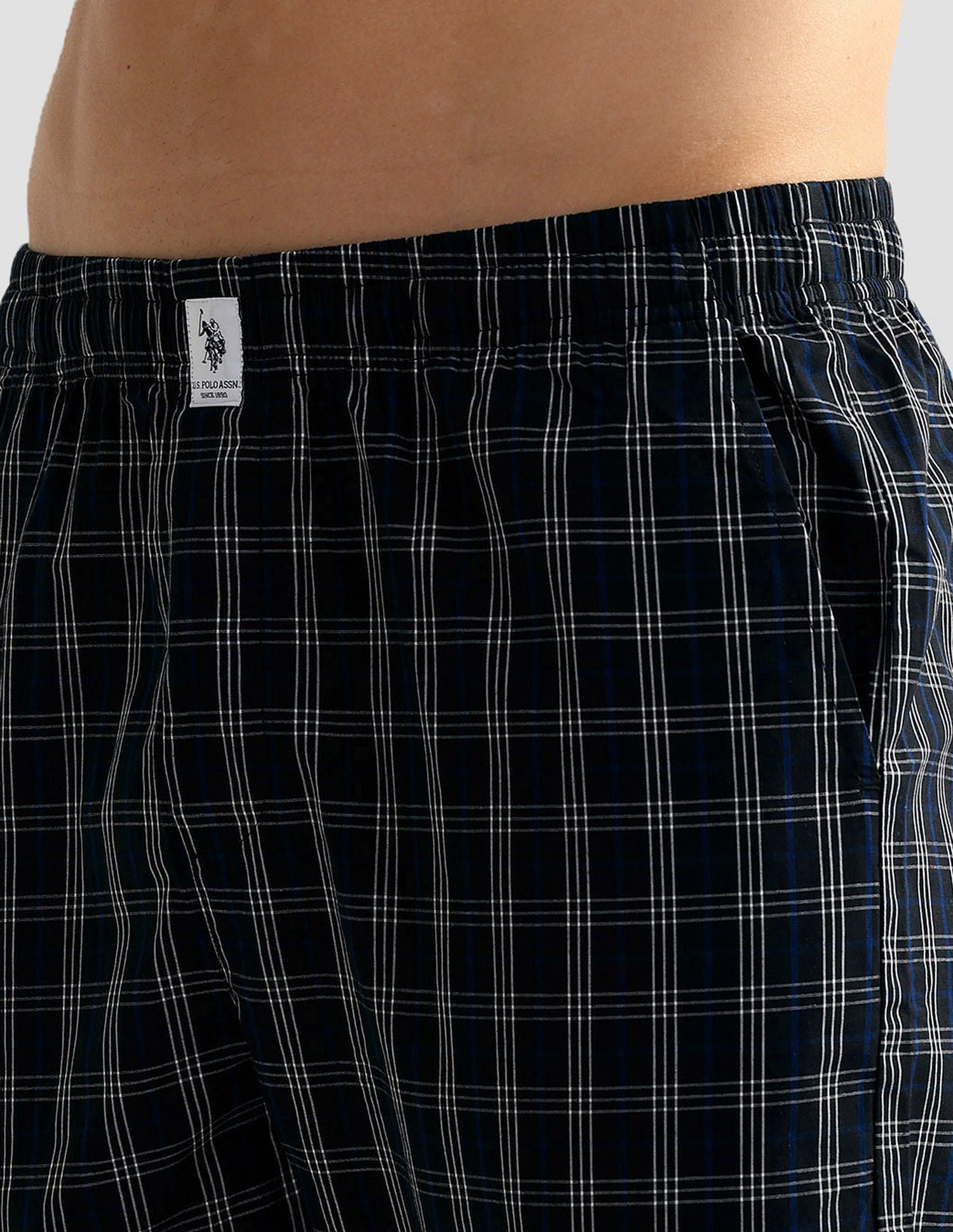 All Over Check OELP5 Lounge Track Pants - Pack Of 1 Black Blue White - U.S. POLO ASSN. | Large