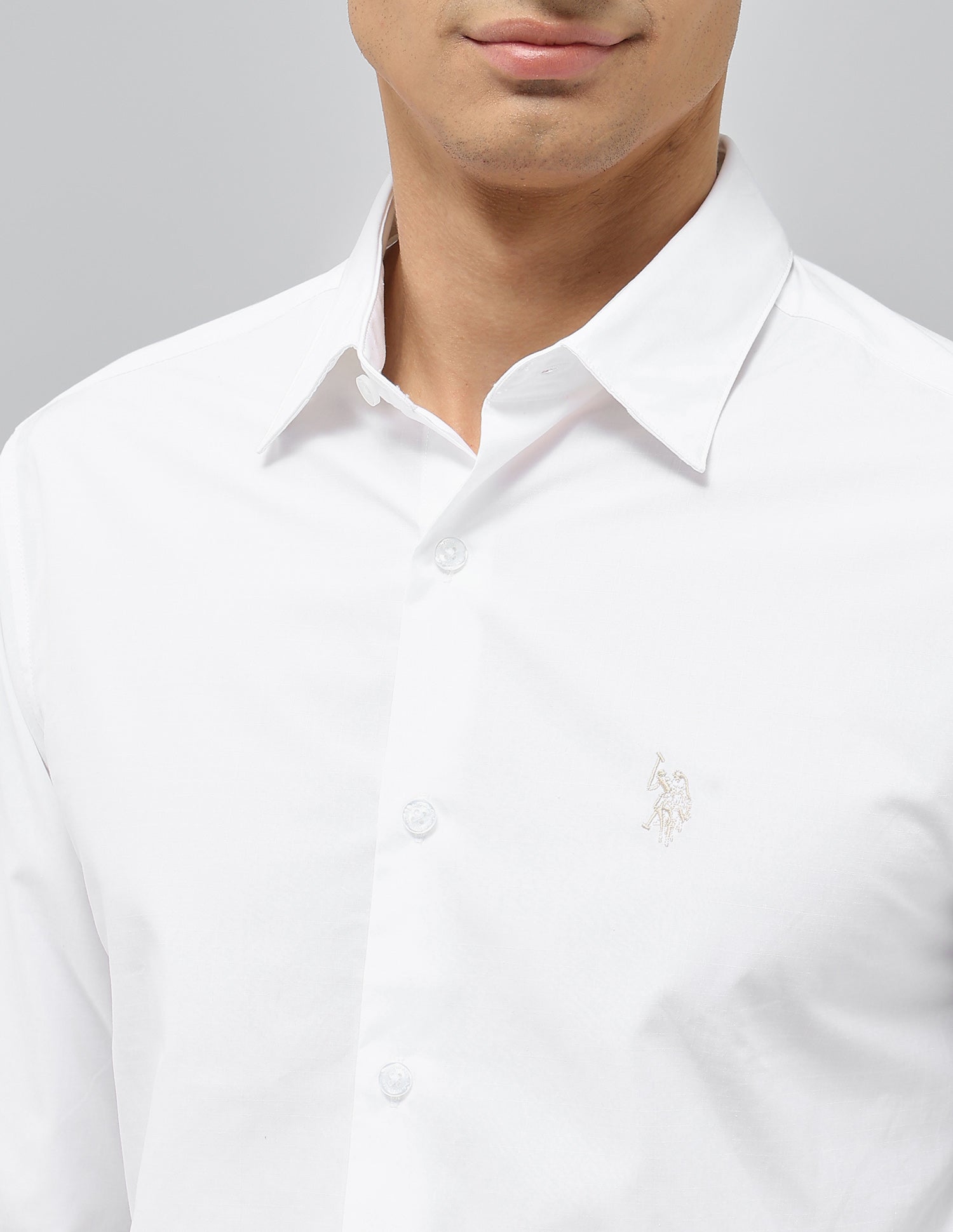 Dobby Tailored Fit Shirt White - U.S. POLO ASSN. | Large