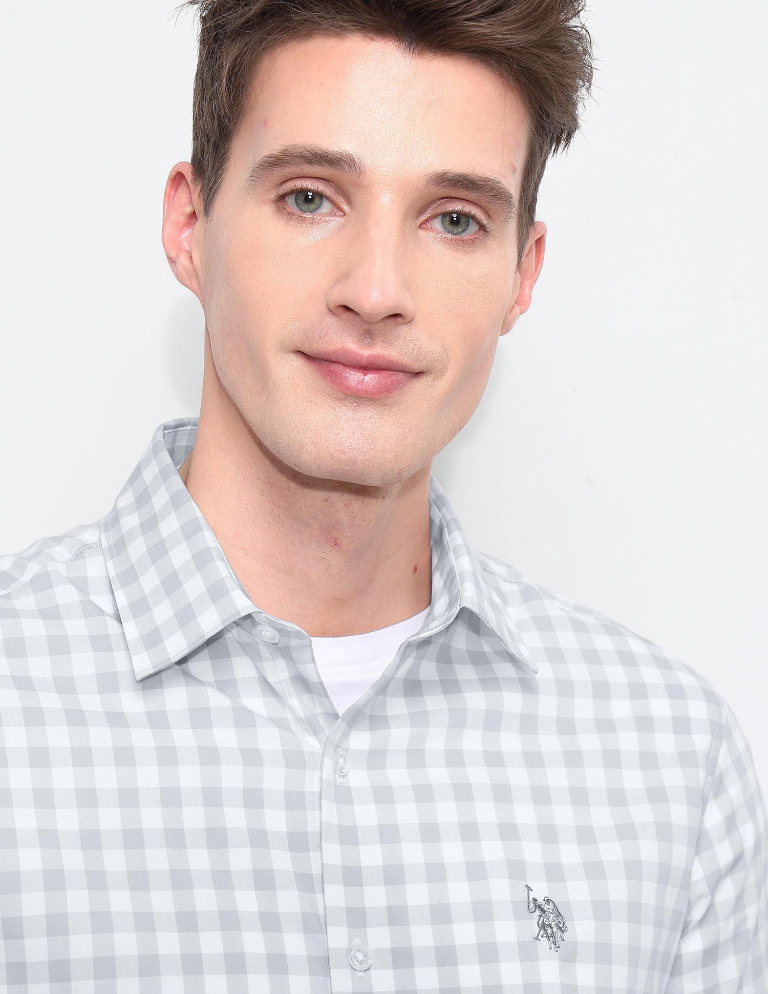 White Harbour Premium Poplin Shirt Light Grey - U.S. Polo Assn. India | Large