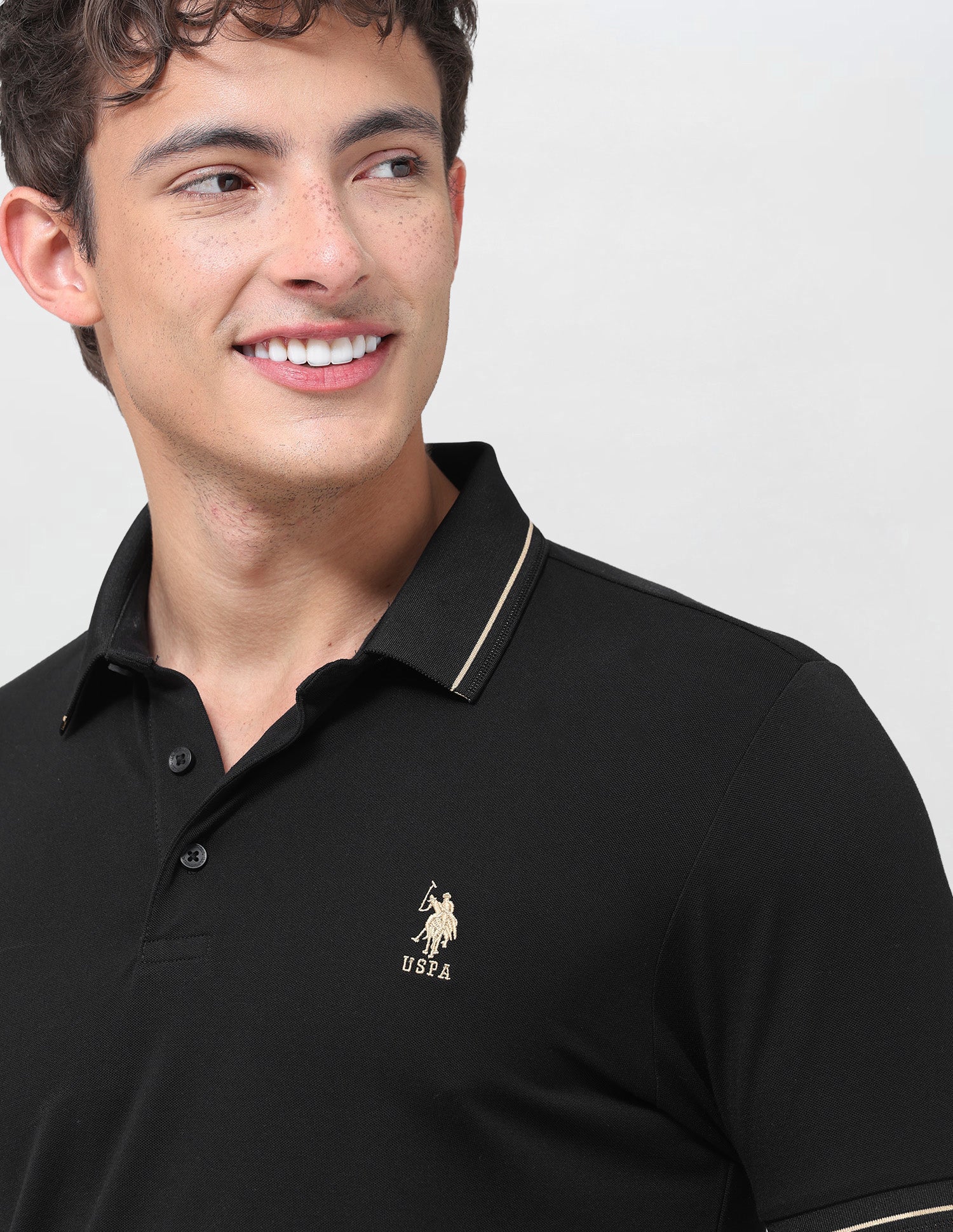 Solid Slim Fit Polo Shirt Black - U.S. Polo Assn. India | Large