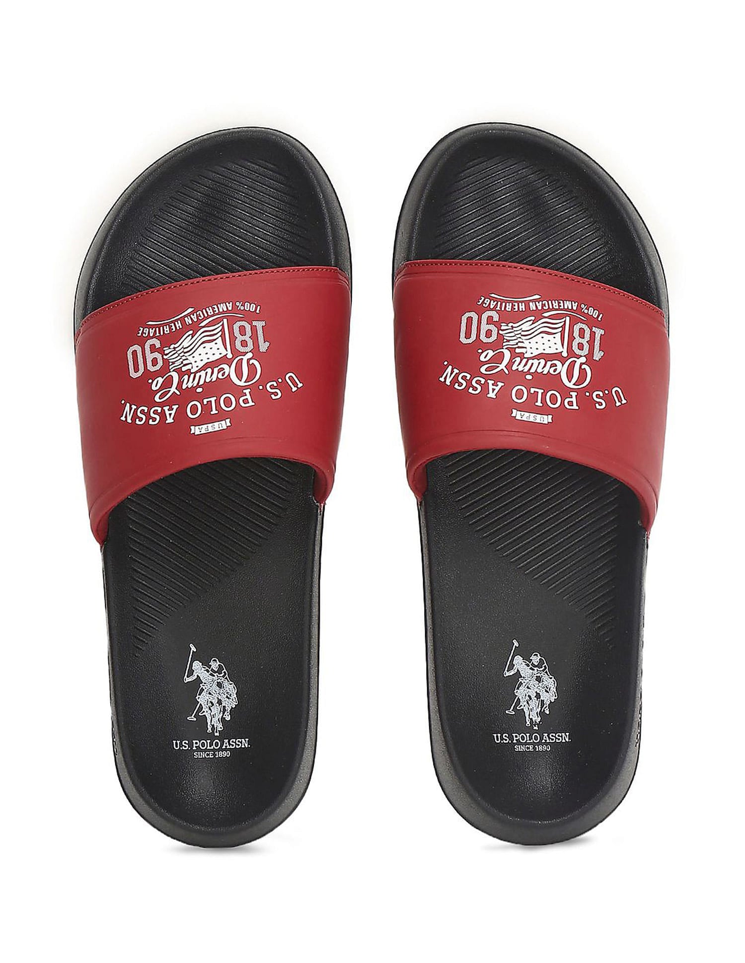 Men Toplin 5.0 Printed Slippers Red - U.S. Polo Assn. India | Large