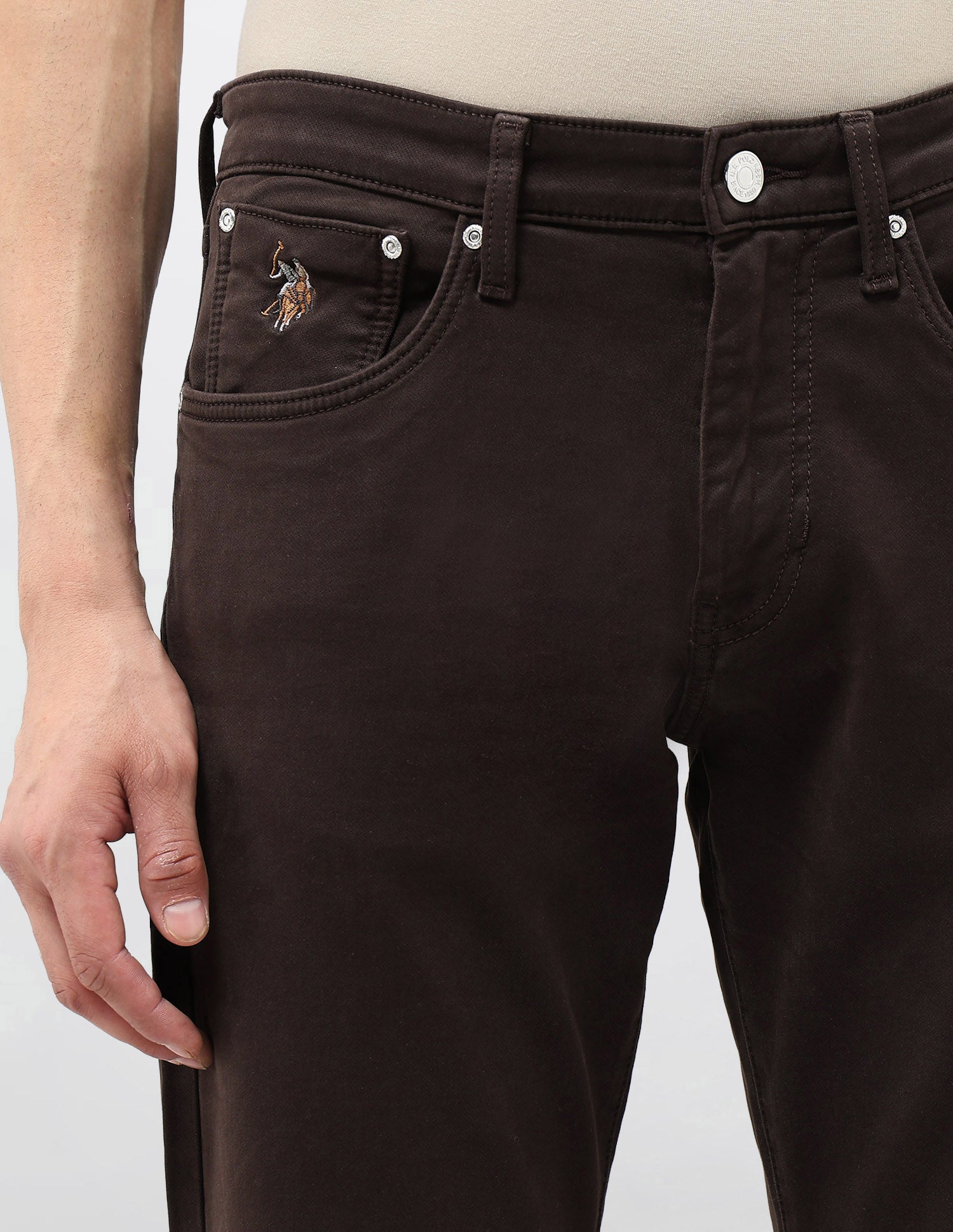 Harold Slim Straight Fit Color Denim Jeans Choco - U.S. POLO ASSN. | Large