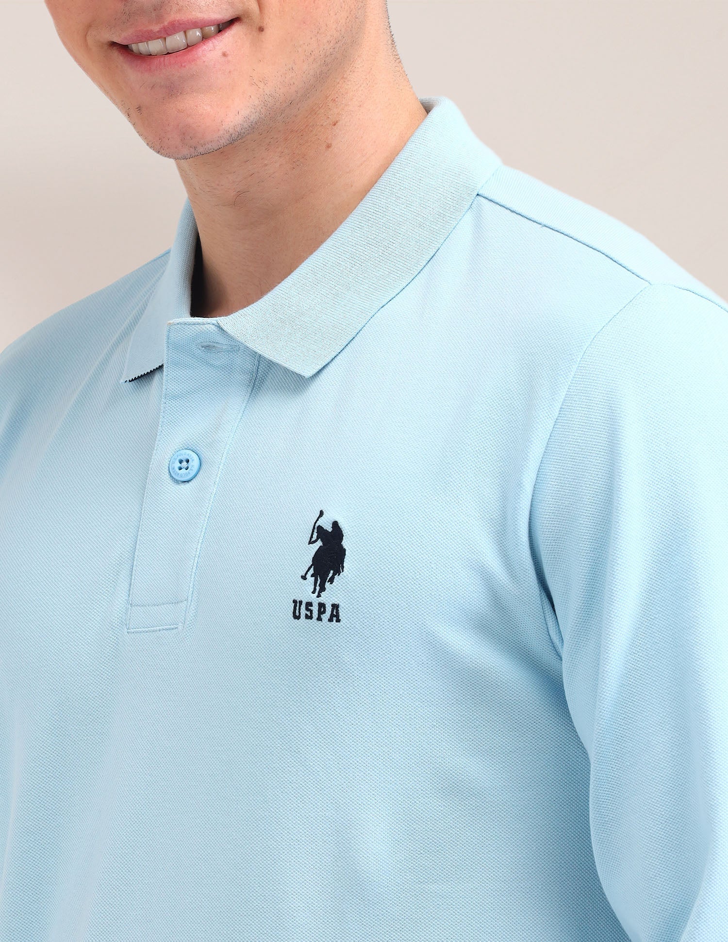 Solid Pattern Slim Fit Polo Shirt Light Blue - U.S. Polo Assn. India | Large