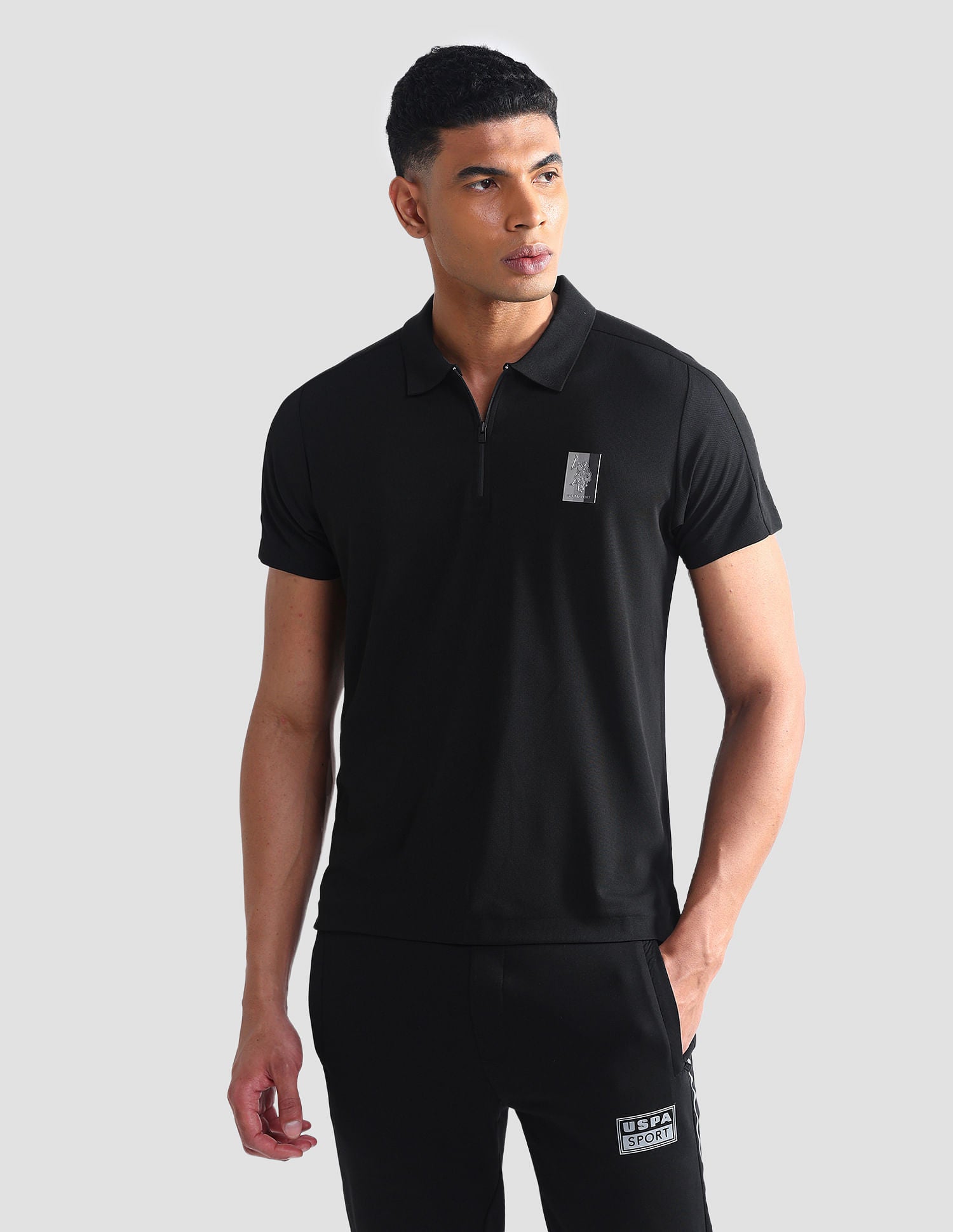 Small Logo Slim Fit Polo Shirt Black - U.S. Polo Assn. India | Large