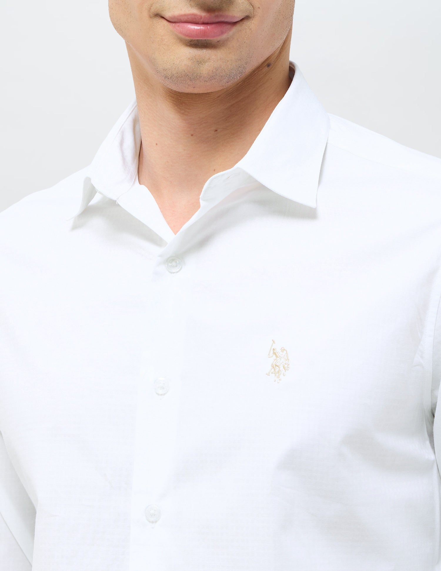 Textured Tailored Fit Shirt White - U.S. POLO ASSN. | Large