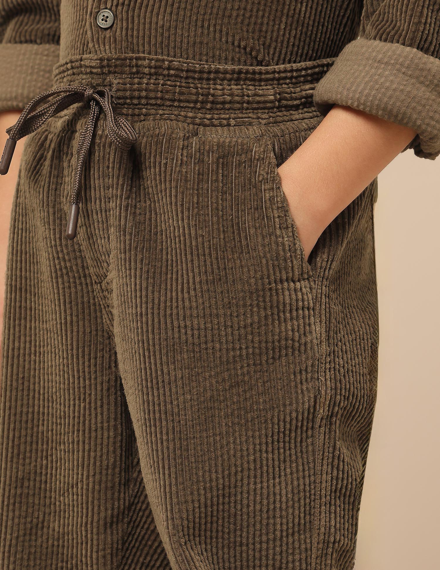 Boys Relaxed Fit Corduroy Joggers Brown - U.S. POLO ASSN. | Large