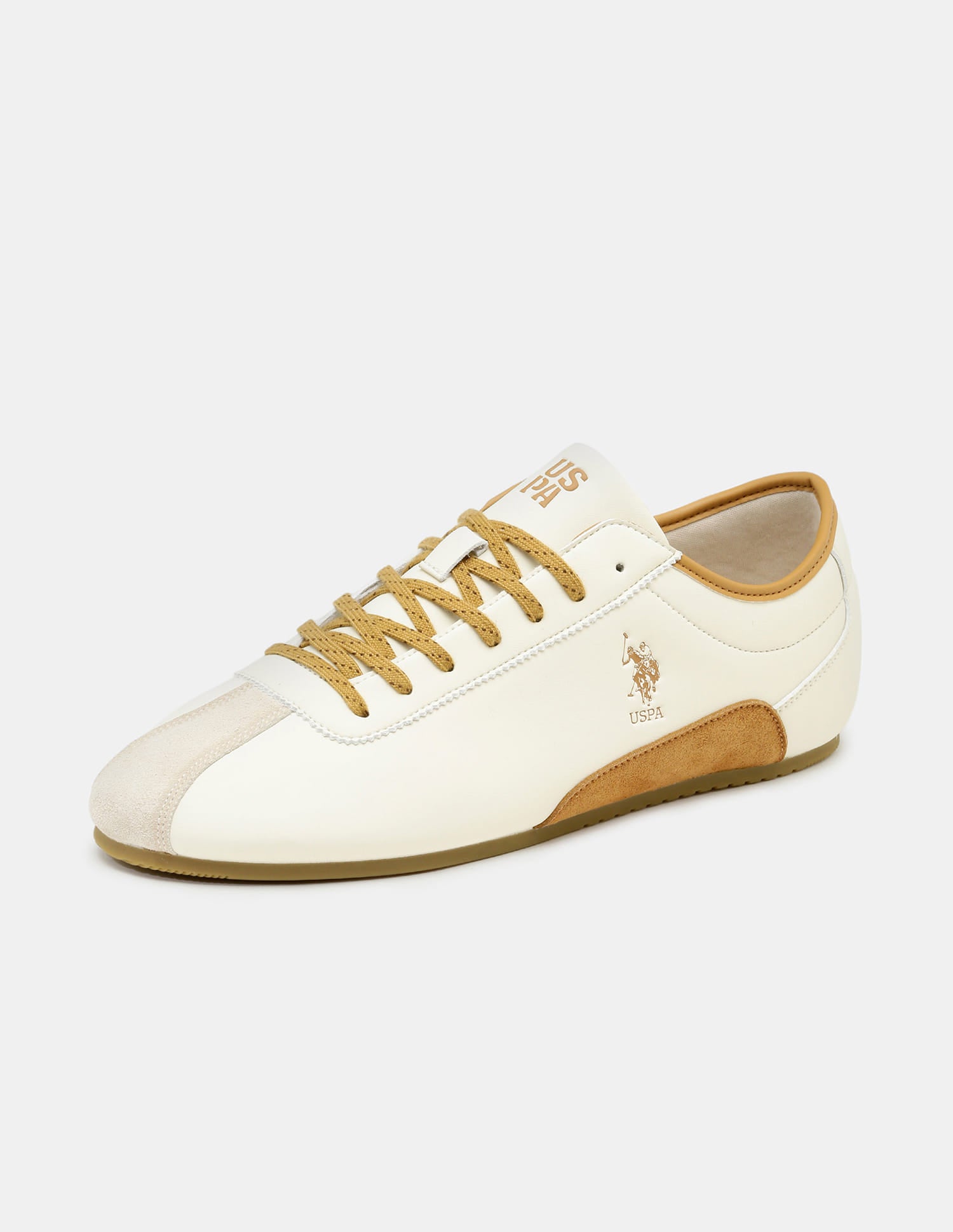 Men Contrast Lace Ups Rush Sneakers Beige - U.S. Polo Assn. India | Large