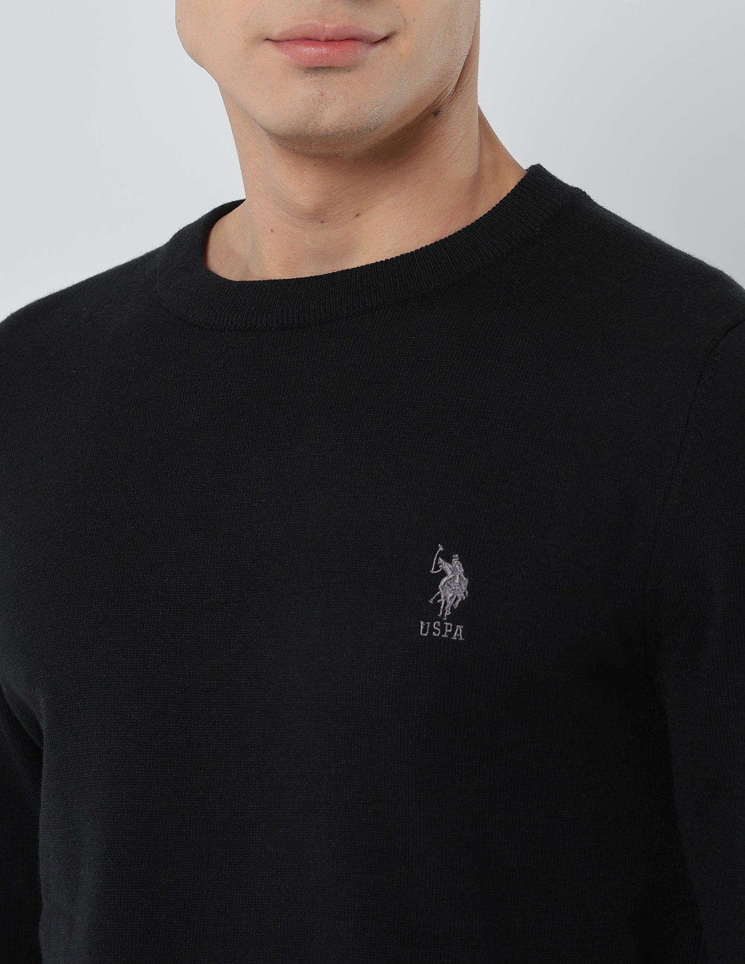 Solid Regular Fit Sweater Black - U.S. POLO ASSN. | Large