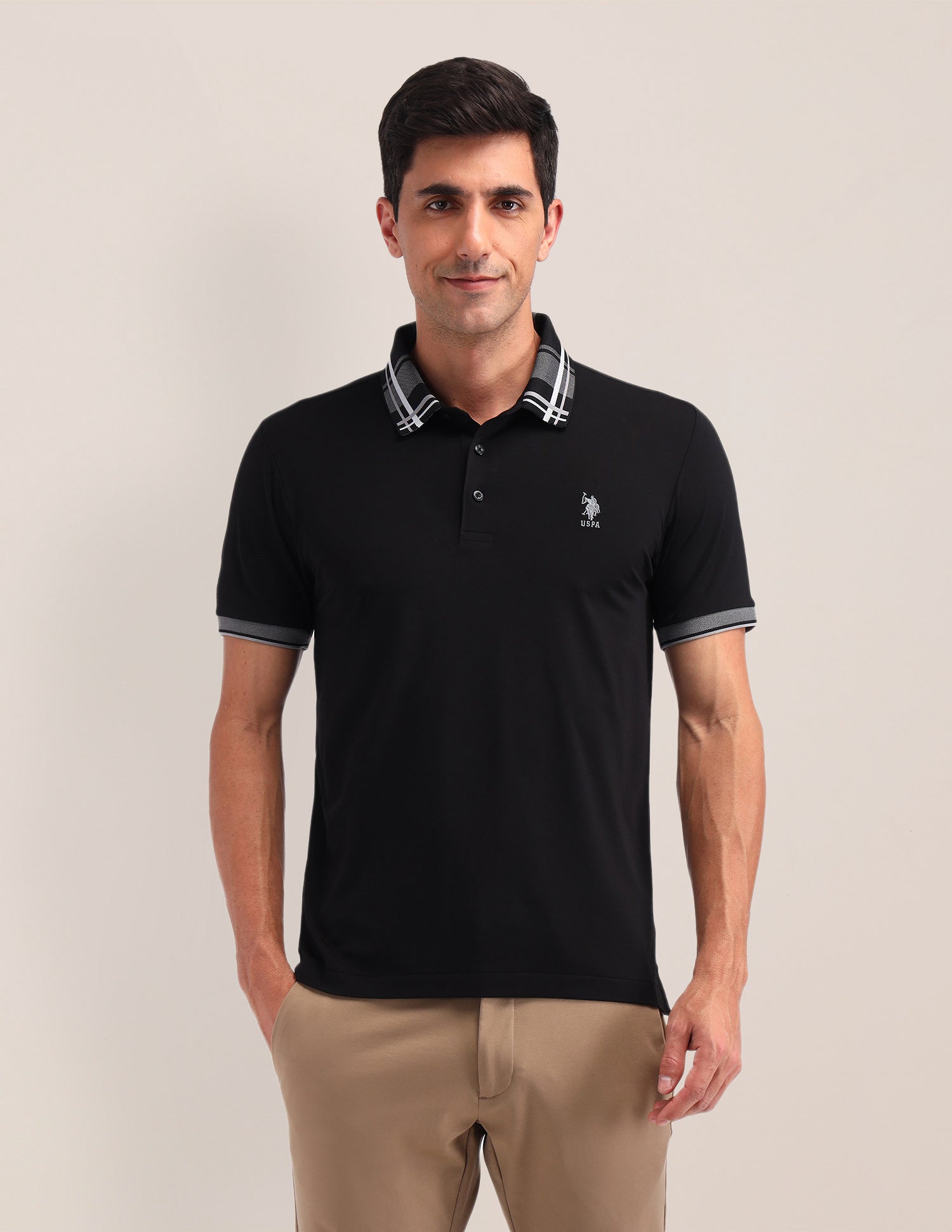 Solid Slim Fit Polo Shirt Black - U.S. Polo Assn. India | Large