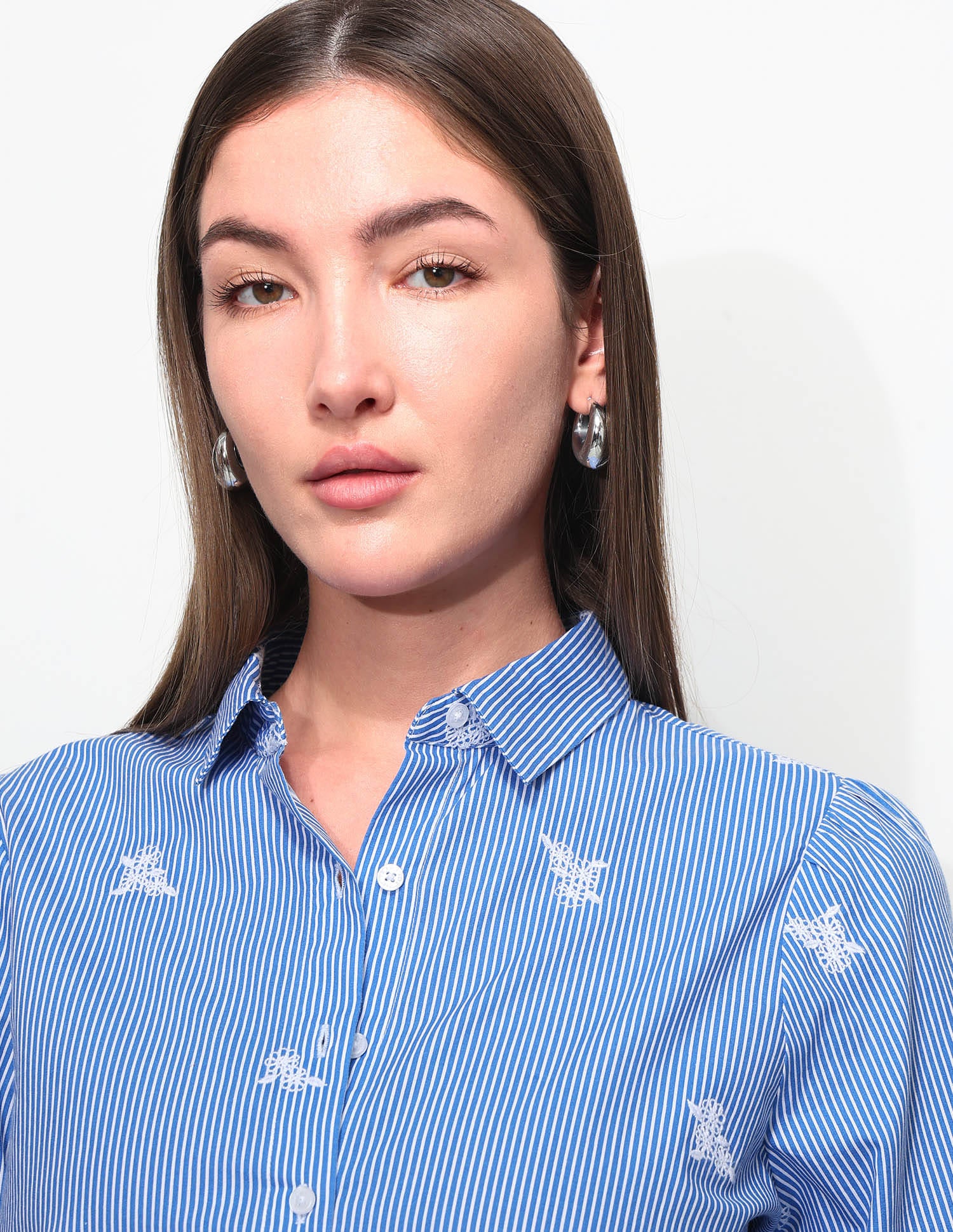 Relaxed Striped Shirt With Embroidery Blue - U.S. Polo Assn. India | Large