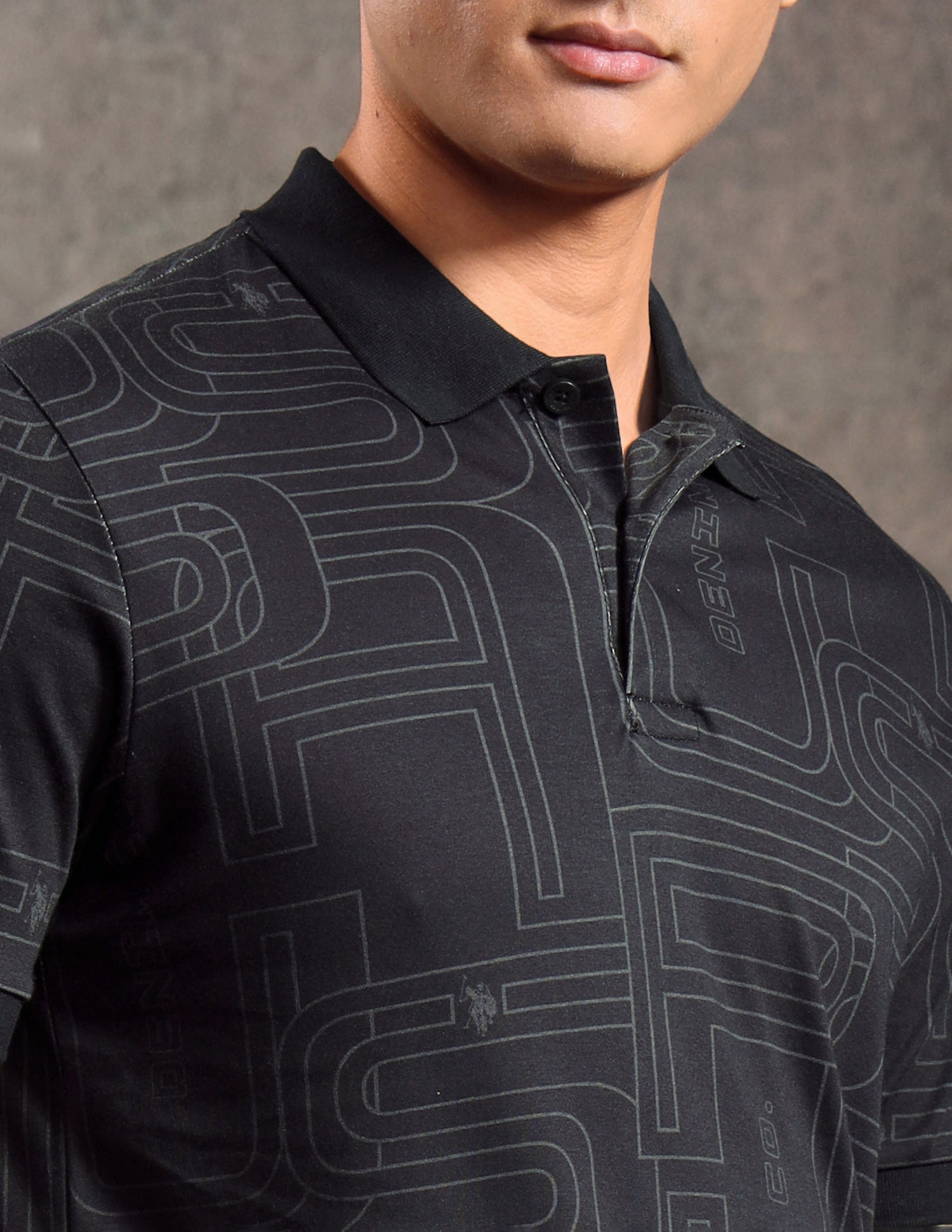 Typographic Printed Regular Fit Polo shirt Black - U.S. POLO ASSN. | Large