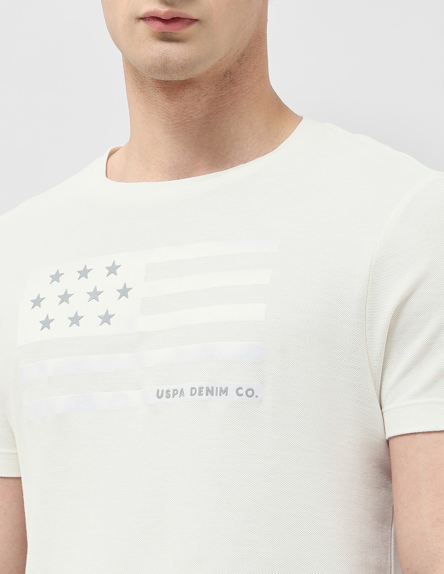 Graphic Printed Denim Legacy T-Shirt Off White - U.S. POLO ASSN. | Large