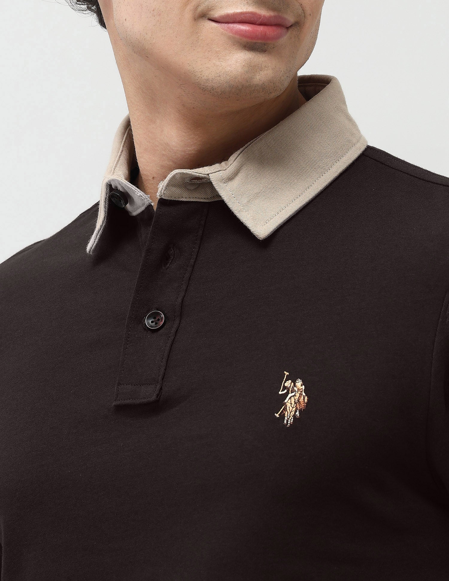 Pure Cotton Muscle Fit Polo Shirt Khaki - U.S. POLO ASSN. | Large