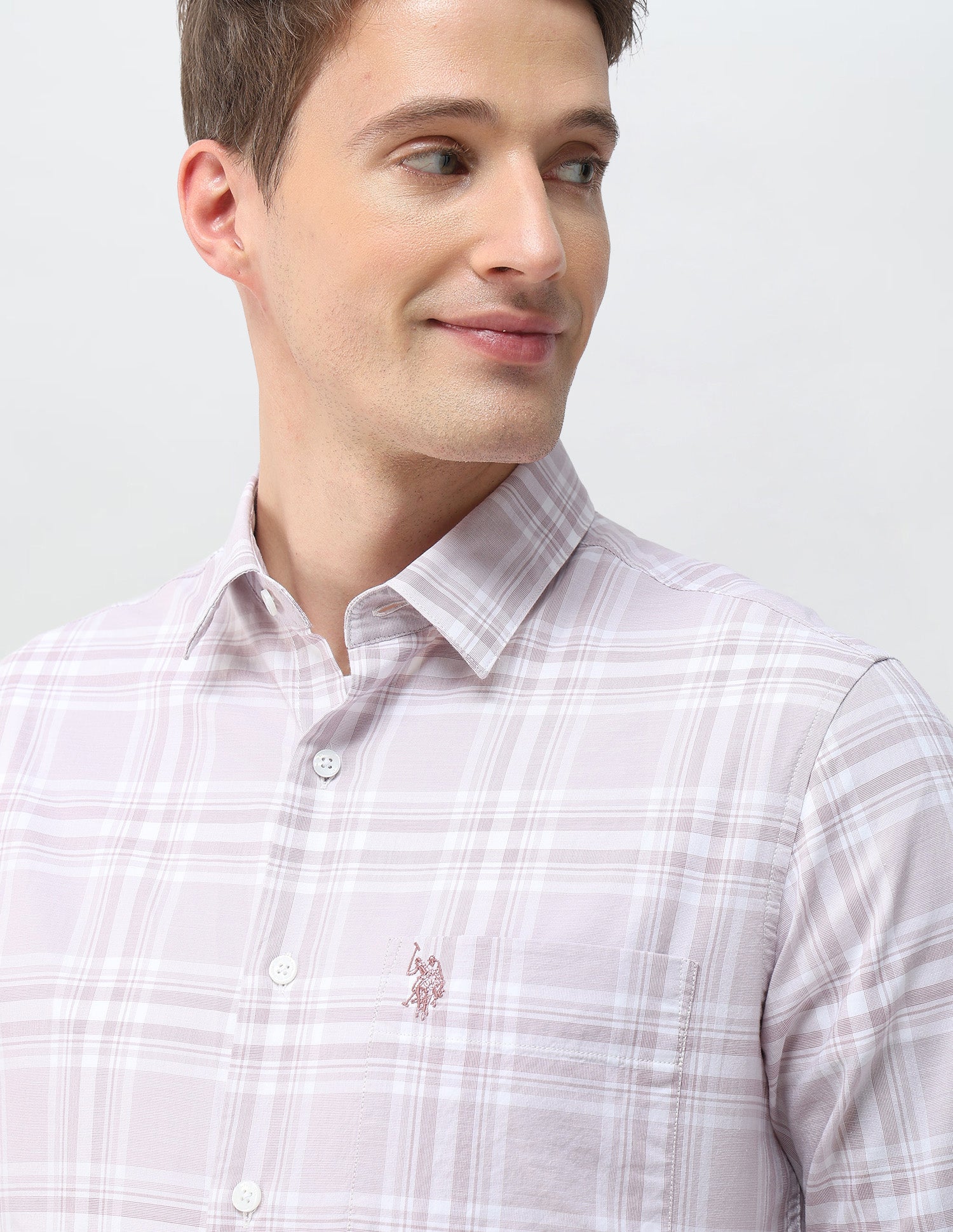 Windowpane Checked Regular Fit Shirt Pink - U.S. Polo Assn. India | Large