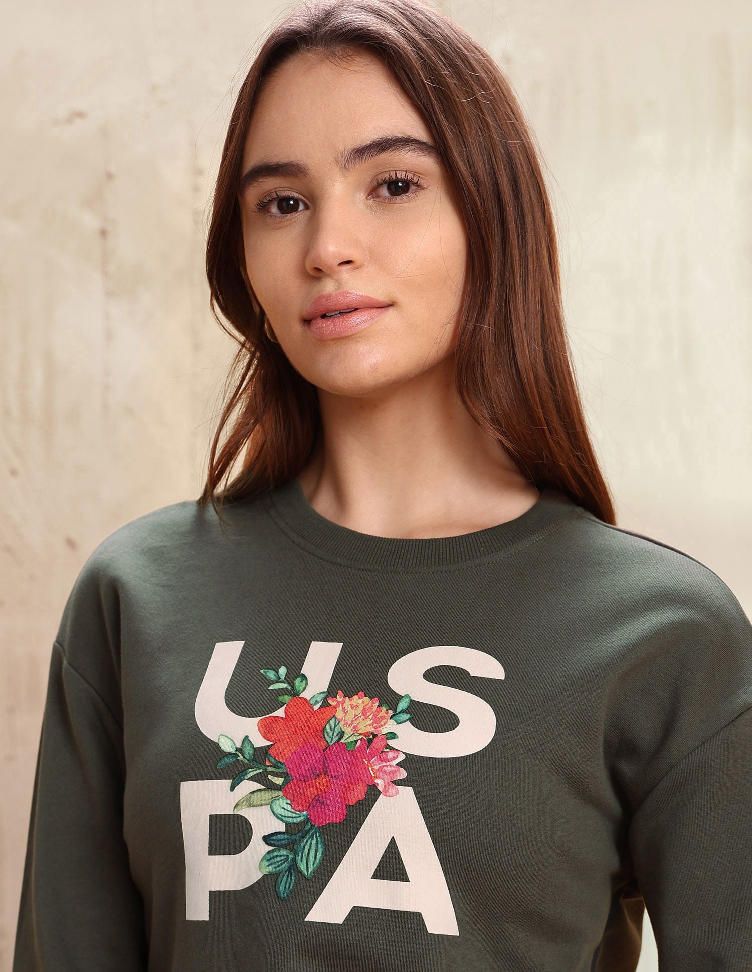 Floral Printed Regular Fit Sweater Green - U.S. POLO ASSN. | Large