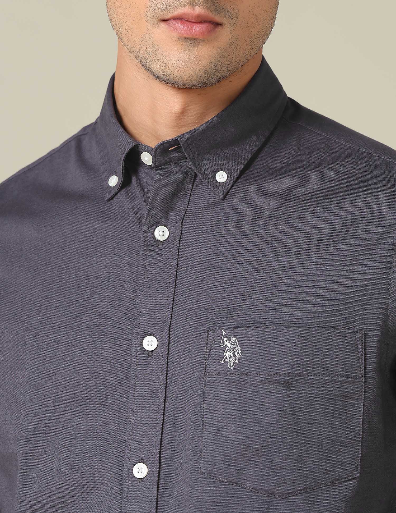 Tailored Fit Dobby Shirt Dark Grey - U.S. POLO ASSN. | Large
