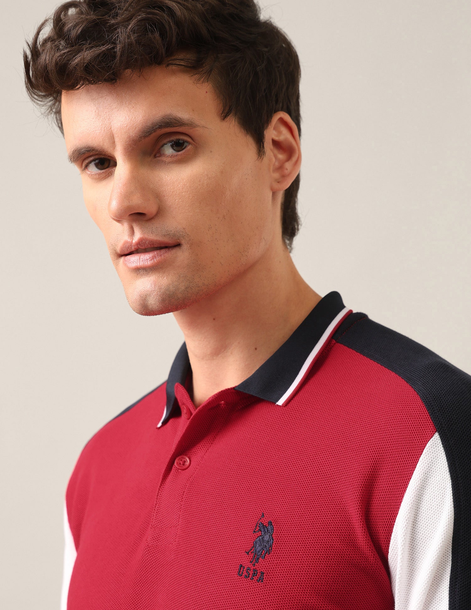Solid Slim Fit Polo Shirt Red - U.S. Polo Assn. India | Large
