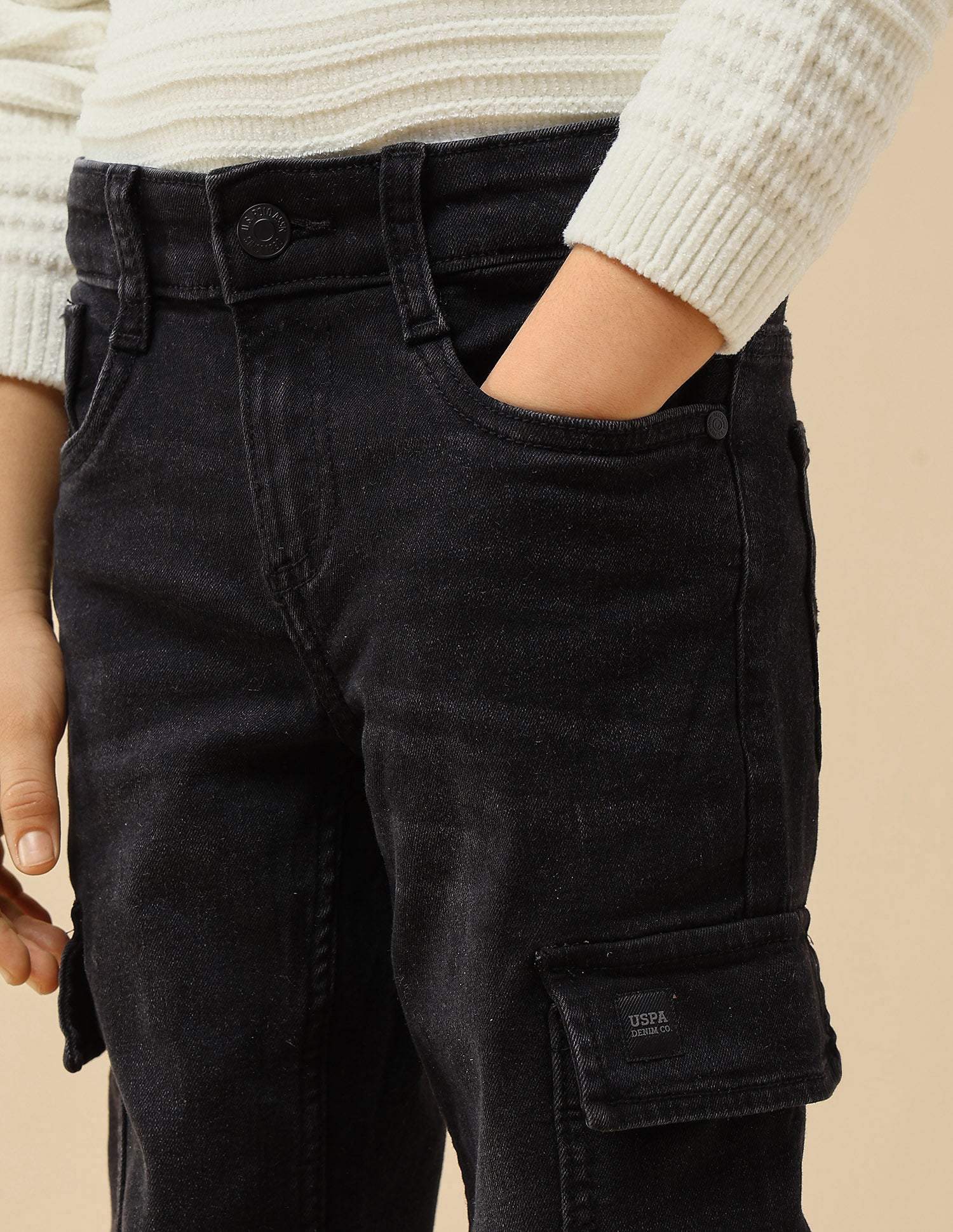 Boys Relaxed Fit Whiskered Jeans Black - U.S. POLO ASSN. | Large