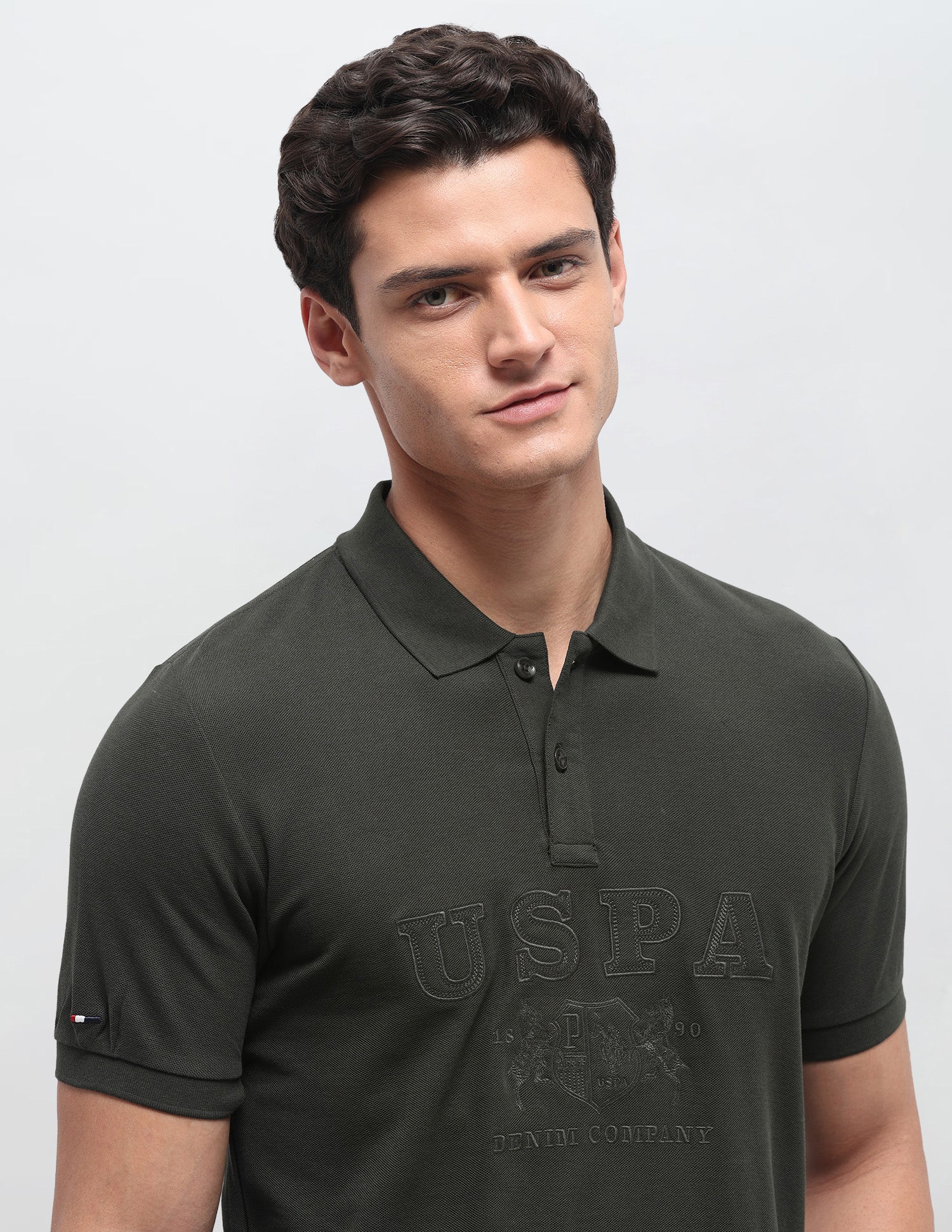 Brand Applique Slim Fit Polo Shirt Olive - U.S. Polo Assn. India | Large