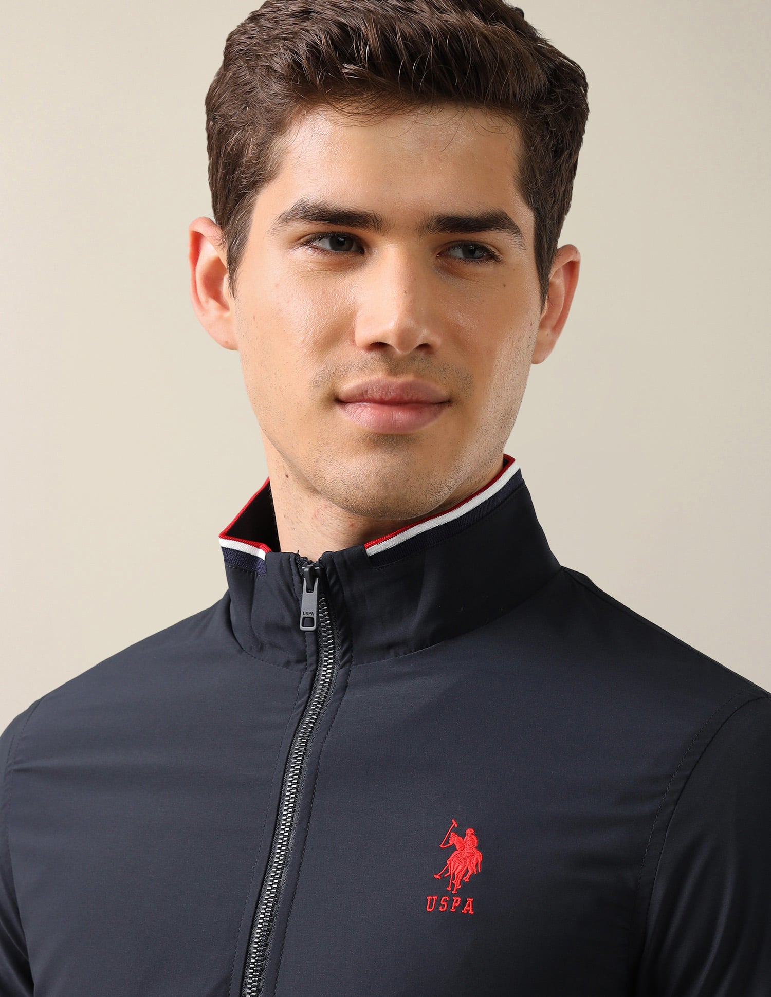 High Neck Long Sleeve Casual Jacket Navy - U.S. Polo Assn. India | Large