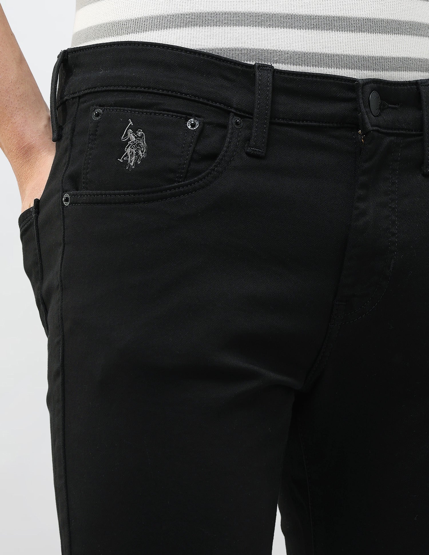 Henry Tapered Fit Black Jeans Black - U.S. Polo Assn. India | Large