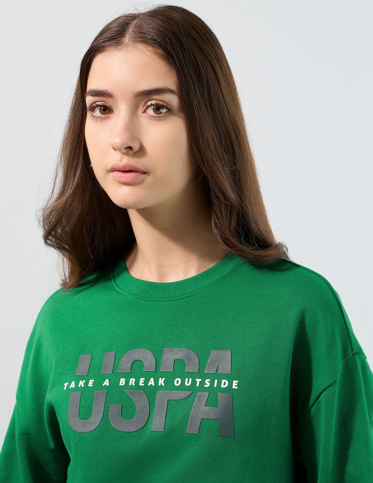 Relaxed Fit Brand Printed Sweatshirt Bright Green - U.S. POLO ASSN. | Large