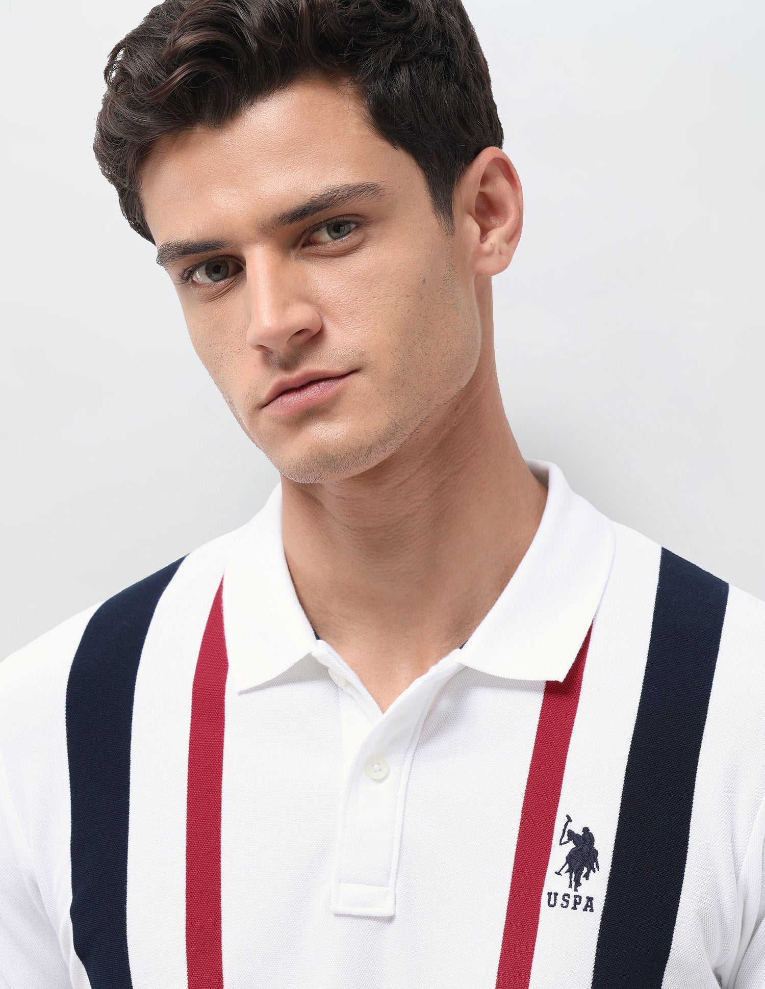 Vertical Striped Slim Fit Polo Shirt White - U.S. Polo Assn. India | Large