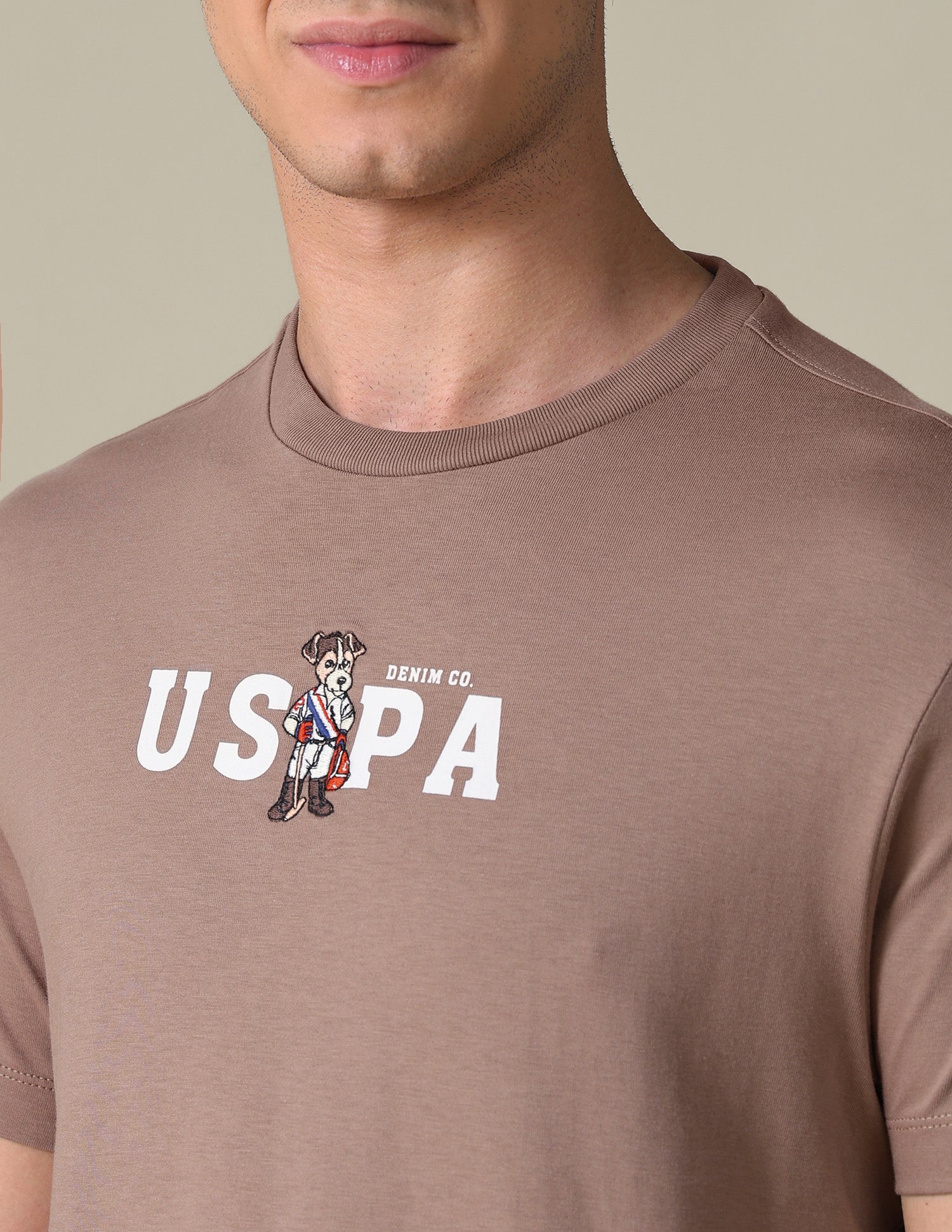 Slim Fit Solid T-Shirt Brown - U.S. Polo Assn. India | Large