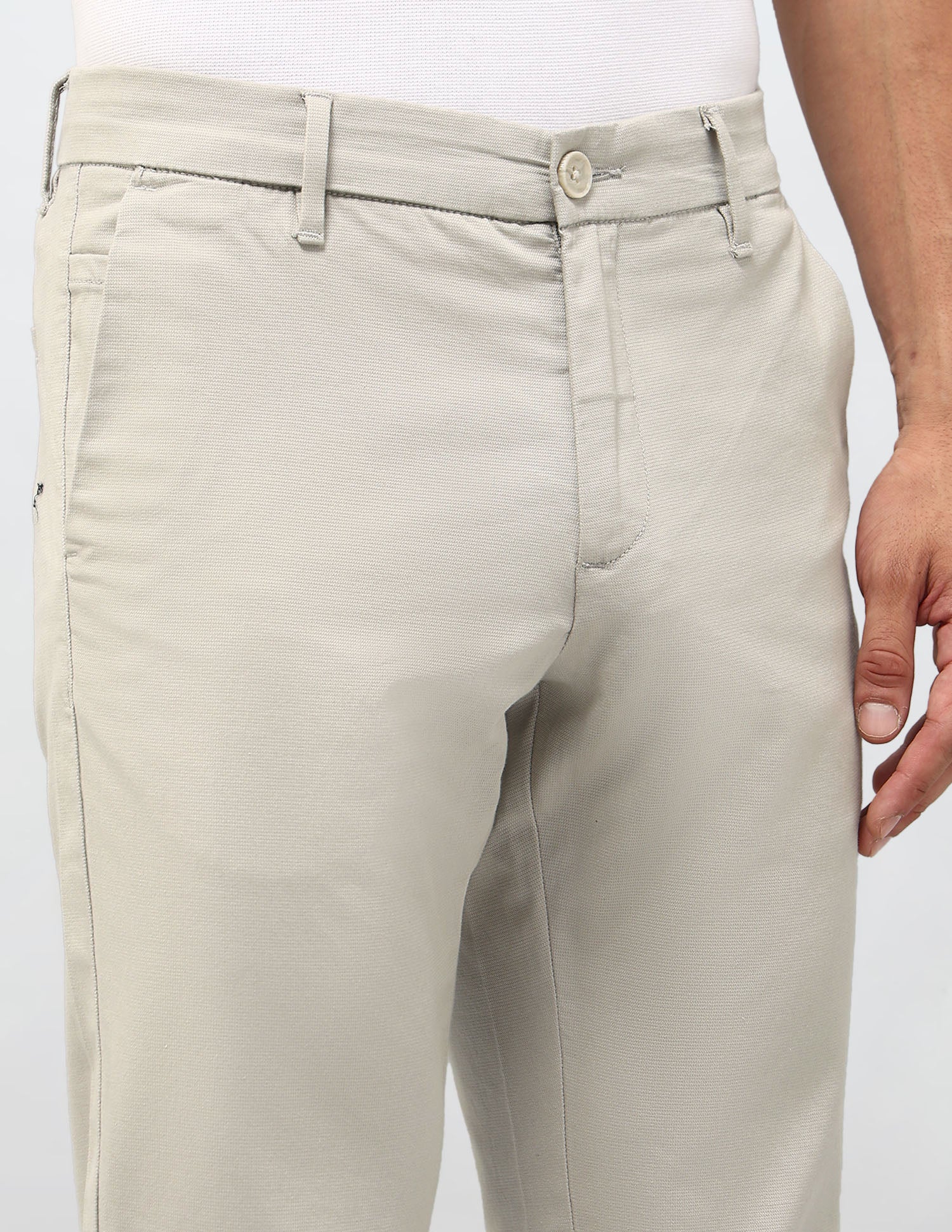 Textured Austin Slim Fit Trousers Ecru - U.S. POLO ASSN. | Large