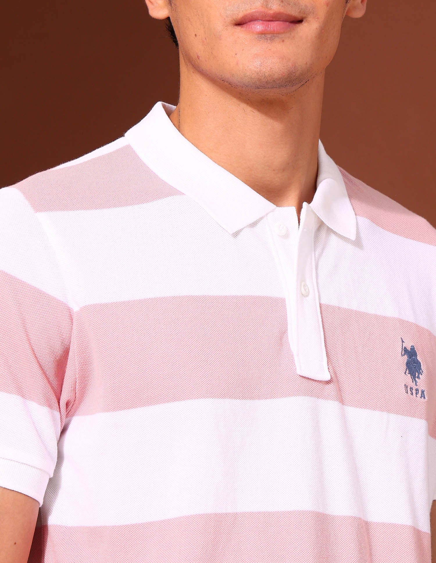 Horizontal Striped Work and Wander Polo Shirt Pink - U.S. Polo Assn. India | Large